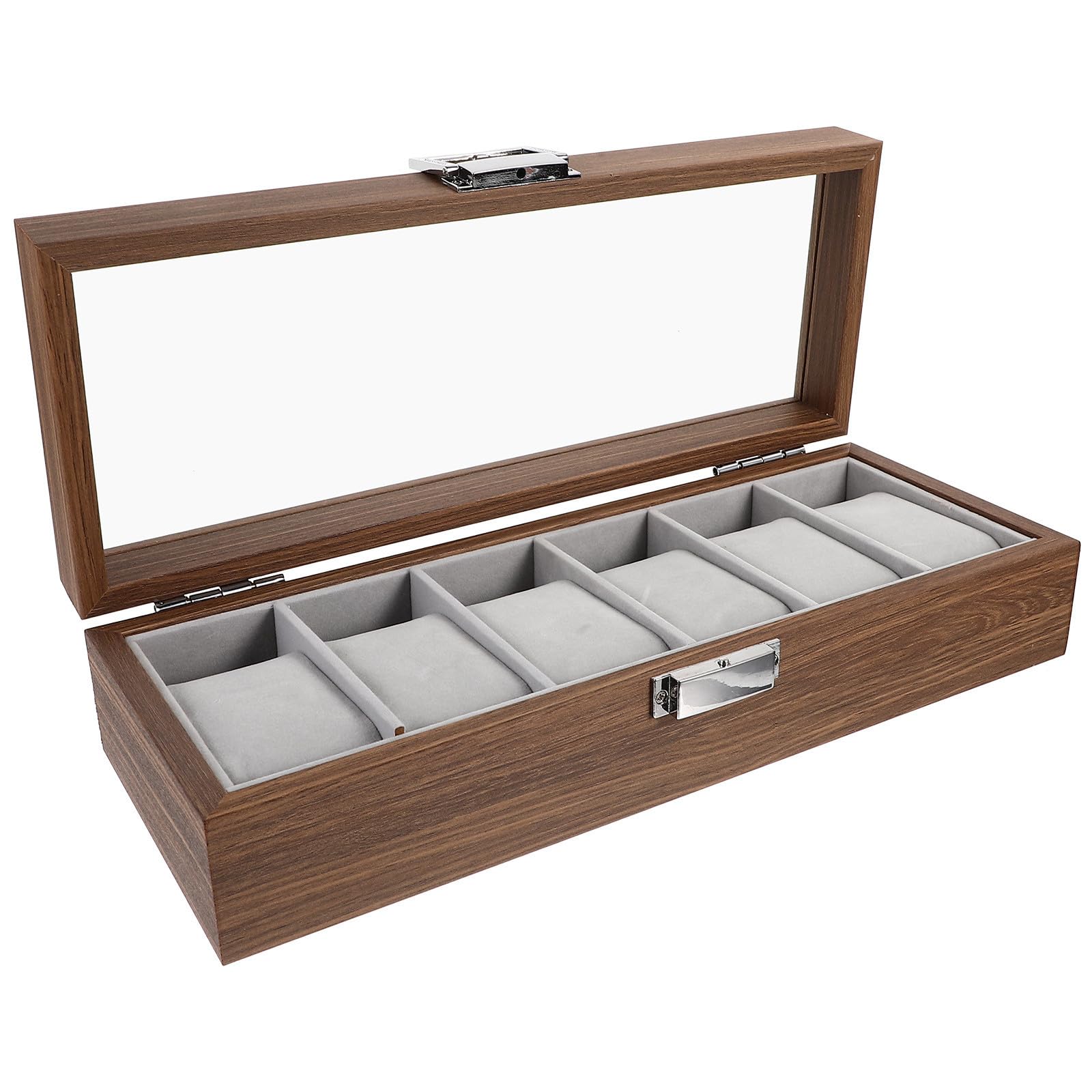 Toyvian Caja Porta Relojes de 6 Ranuras, Madera y Vidrio, Delicada