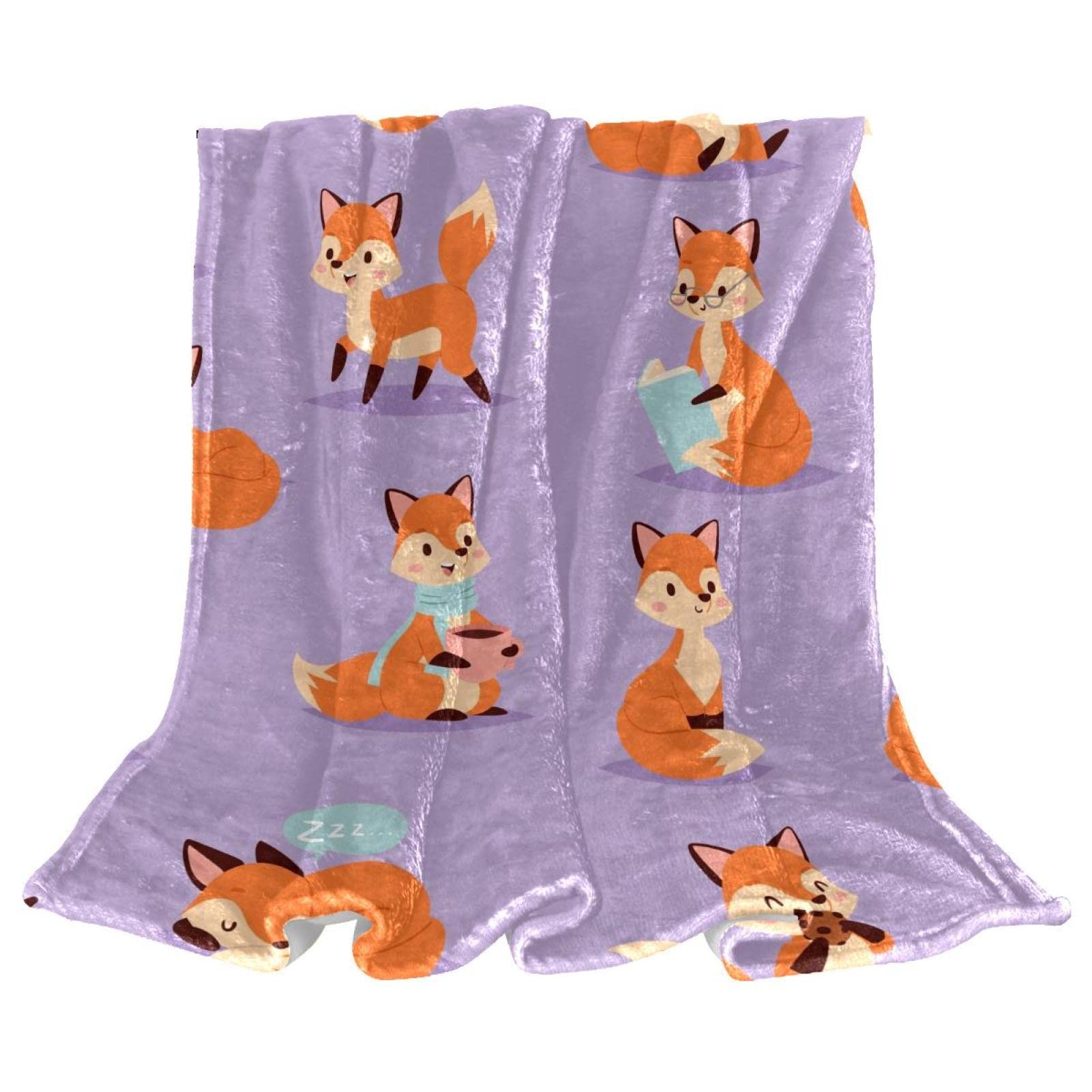 Couverture polaire de literie renard pour cocooning sur le canapé
