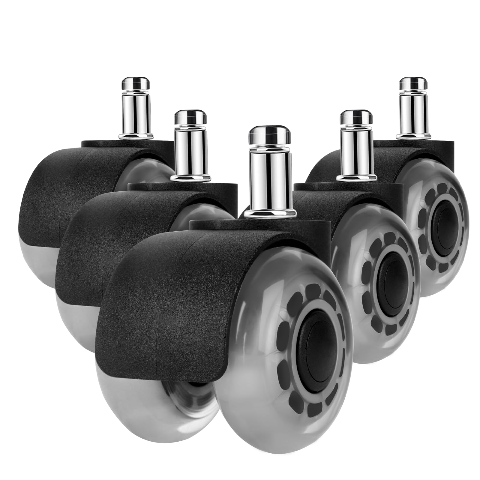 Ruedas para Silla Oficina GIOVARA 5 Piezas Ruedas de Oficina para Muebles Ruedas silla oficina 360 grados rotación sin arañazos-11 mm x 22 mm, ruedas para suelos duros, de funcionamiento suave
