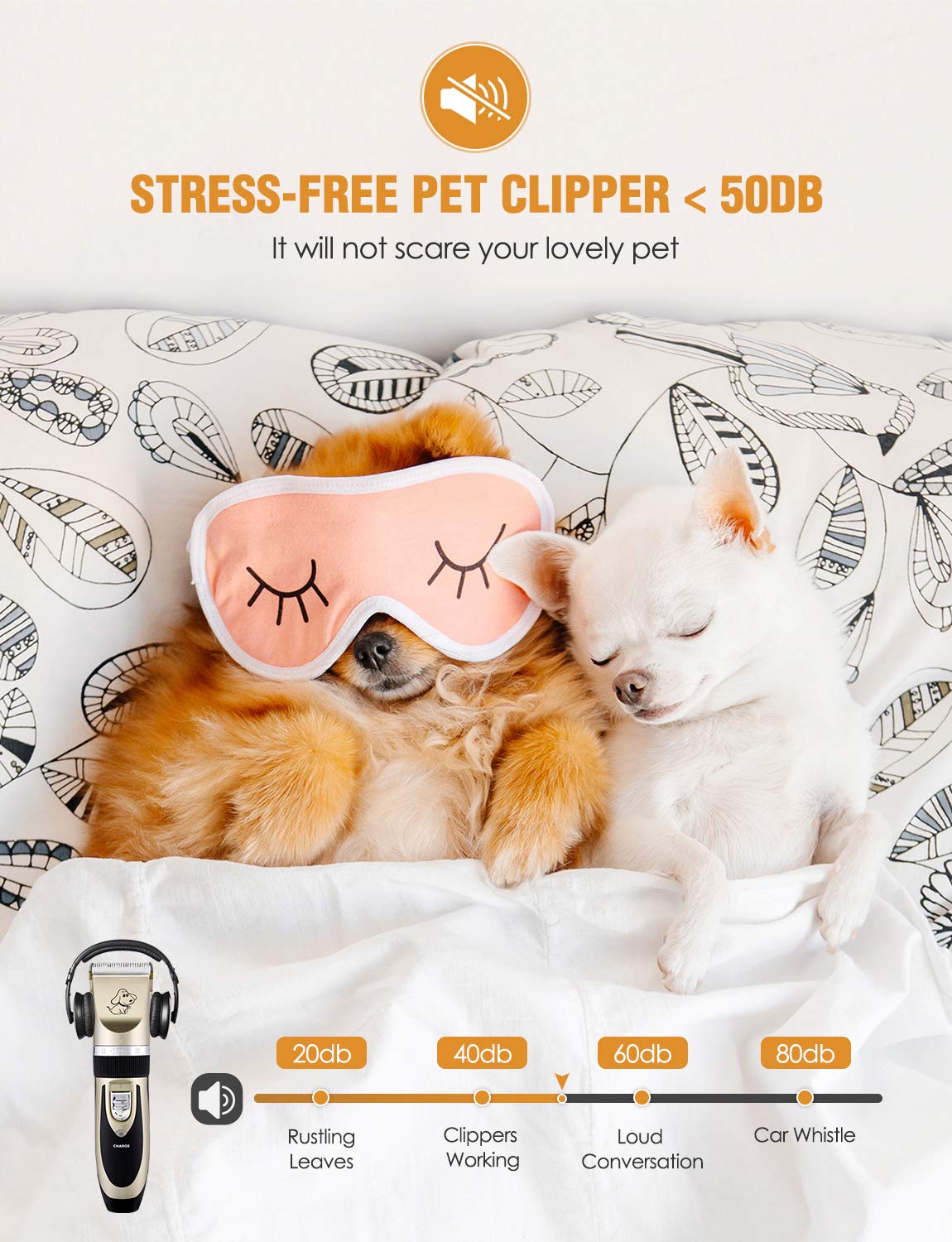 Dog Clippers, OMORC Cat Hair Trimmer Low Noise Rechargeable Cordless