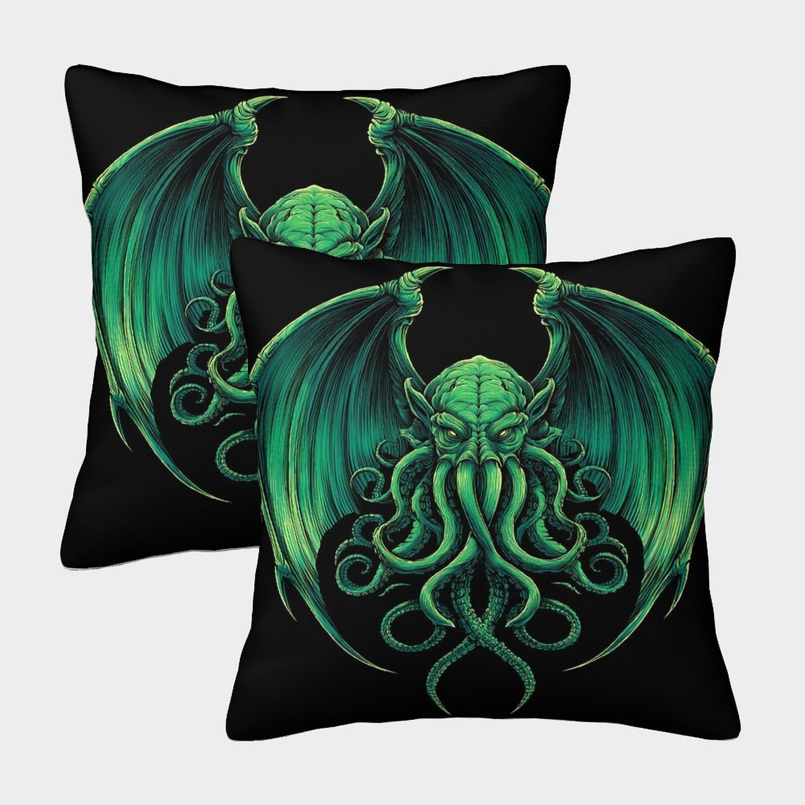 HWEICOIN 3D Printed Cthulhu Square Pillowcases Dinosaurs Pillow Case Cushion Decorative Super Soft Pack of 2 for Patio,Couch, Tent, Balcony And Sofa 50x50cm