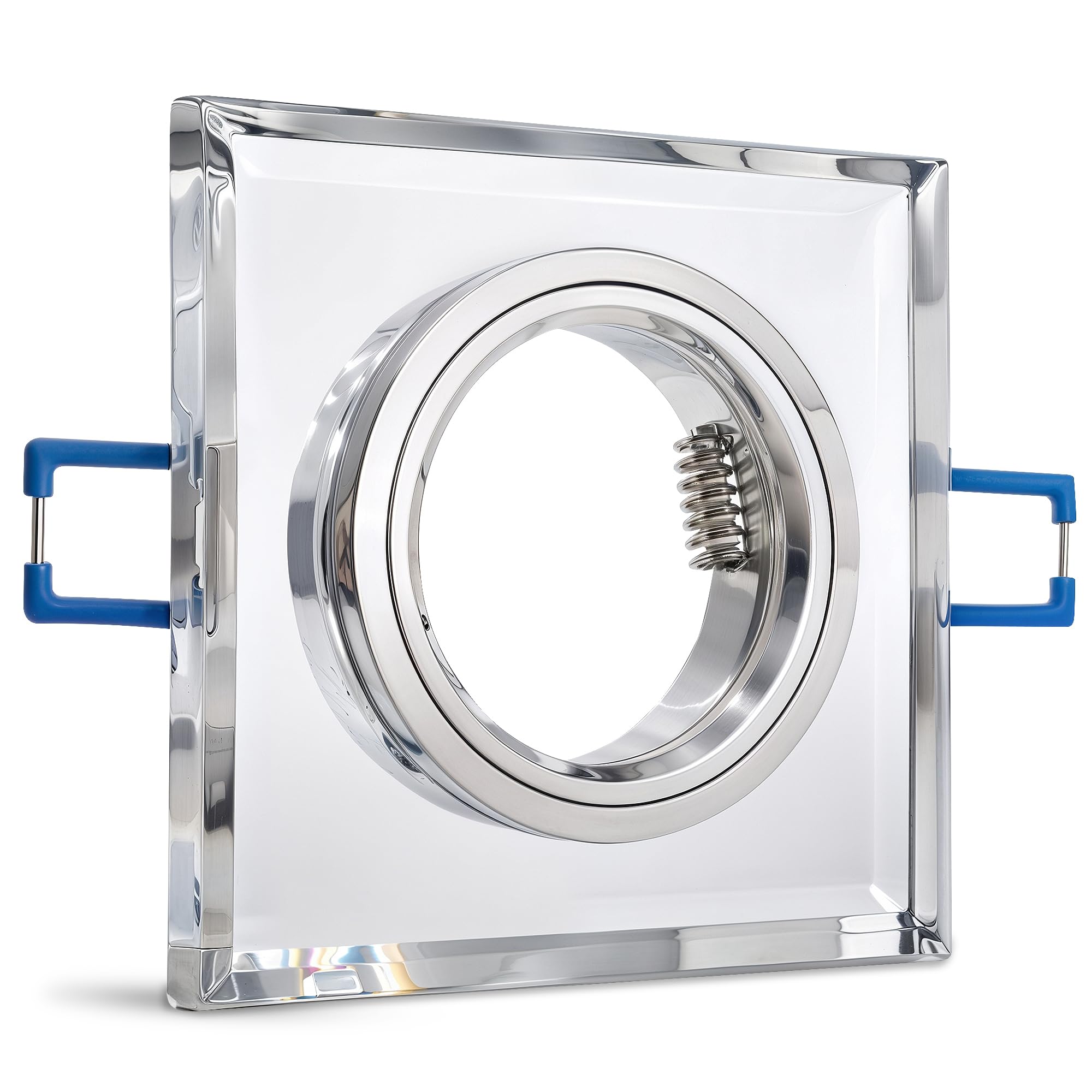SSC-LUXon ALINA 6 Stück Einbaustrahler Rahmen Glas eckig spiegelnd Fassung für GU10 & Modul - Decken Einbauleuchte Lochmaß 60-70mm
