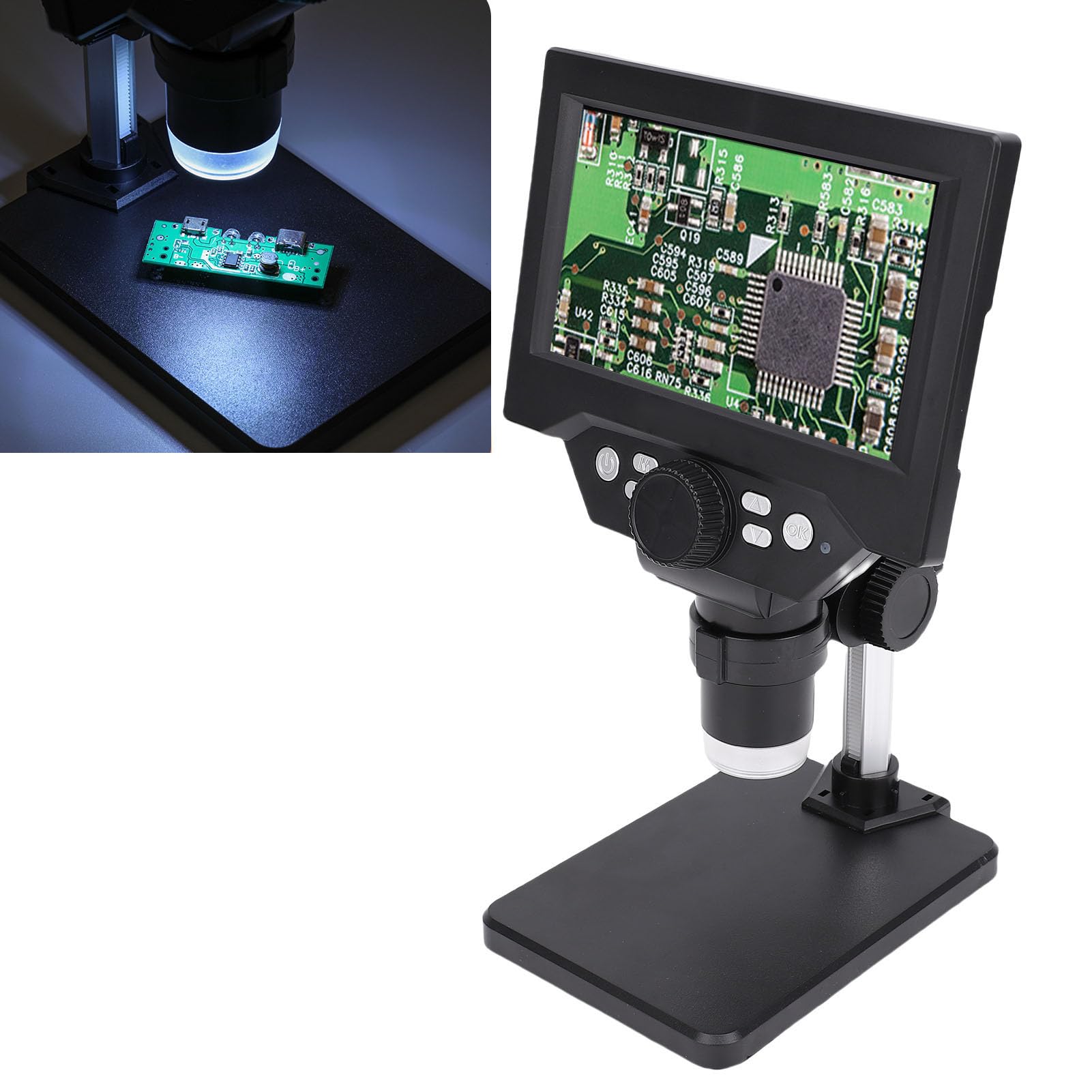 Jectse Mikroskop Cyfrowy, 1080p 1000x Electronic Microscope Every, 5,5 -calowe Mikroskopy Lutownicze z 8 światłami LED, do Naprawy Elektroniki dla Systemu OS X 11.0