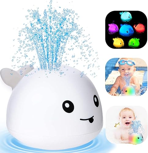 ZHENDUO Juguetes de baño para bebés, juguetes de baño iluminados, juguetes de bañera con aspersor para niños pequeños, niños y niños, juguete