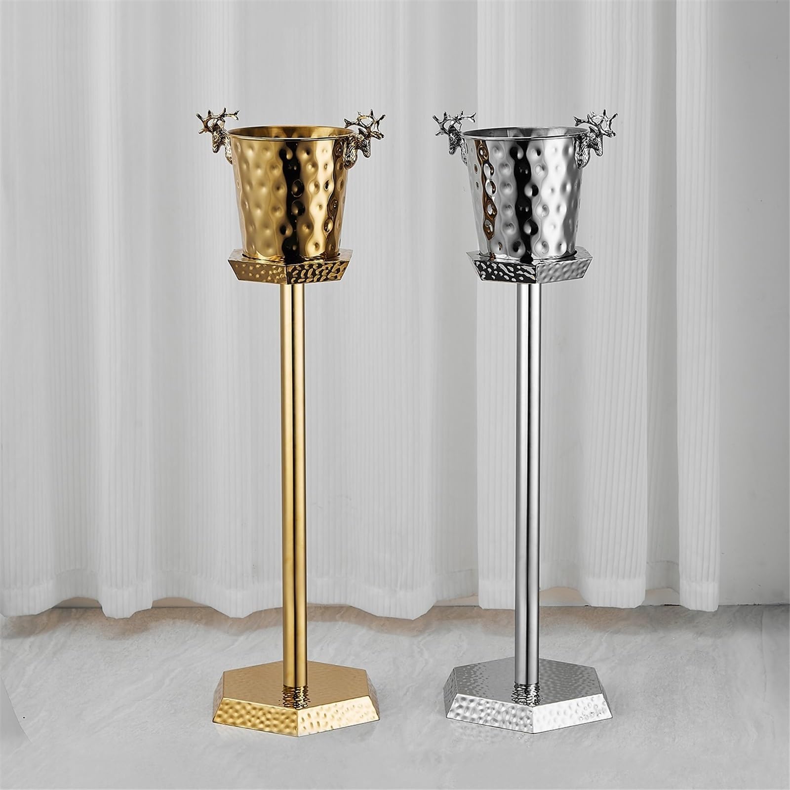 Cubo de Hielo Cubitera de Acero Inoxidable con Soporte, Ideal for Vino, champán, Cerveza, Bares, Discotecas y Fiestas Enfriador Vino | Grande