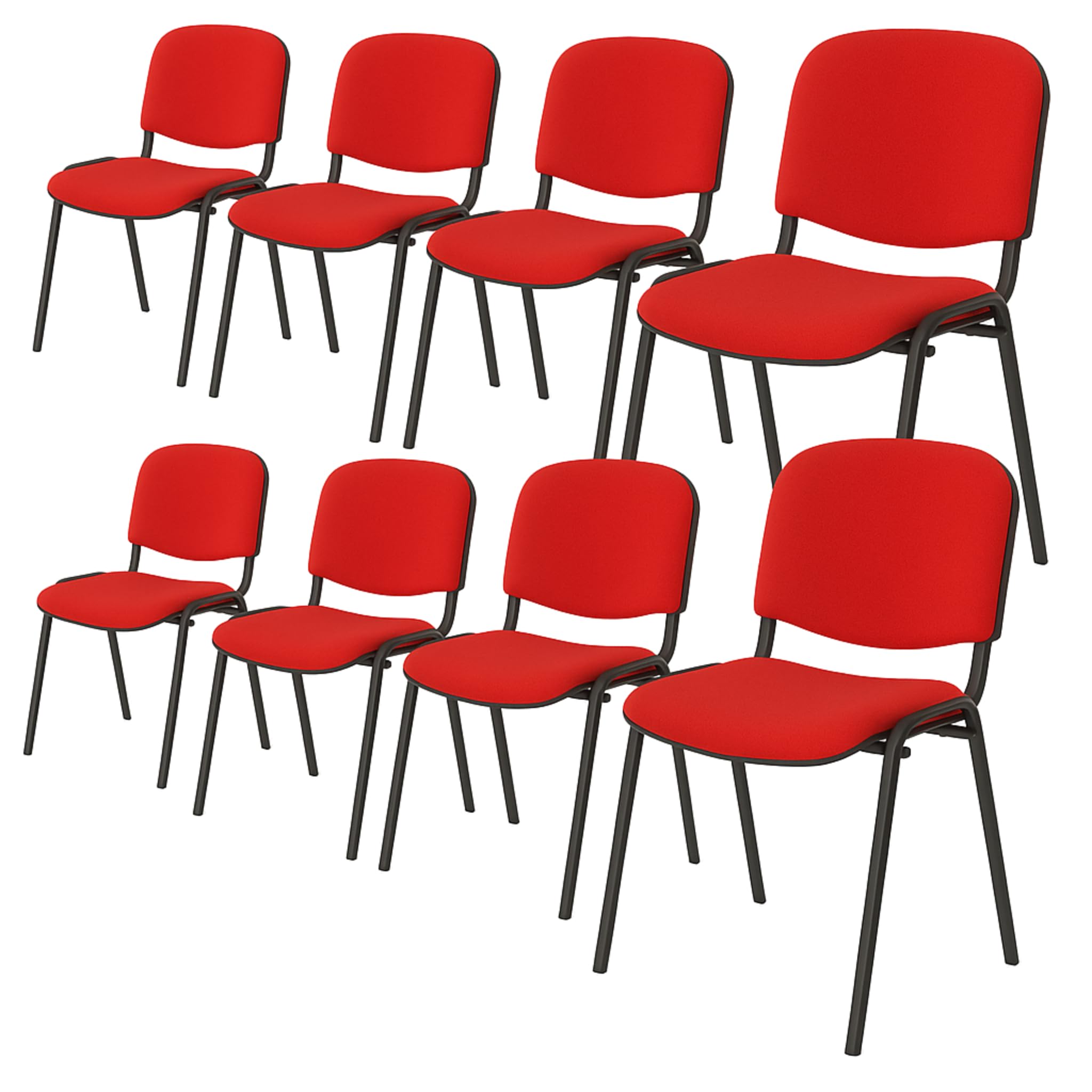 Topsit Besucherstühle 8er Set, stapelbare Konferenzstühle ohne Armlehnen, Stapelstühle mit Metallgestell, für Büro, Konferenz, Reception (Rot)