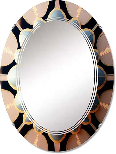 Abstract Art Noveau Flower II- Vanity Mirror, Bathroom Mirrors, Wall Mirrors for Living Room, Bedroom - Oval Mirror - Large 20'x30', 24'x36'
