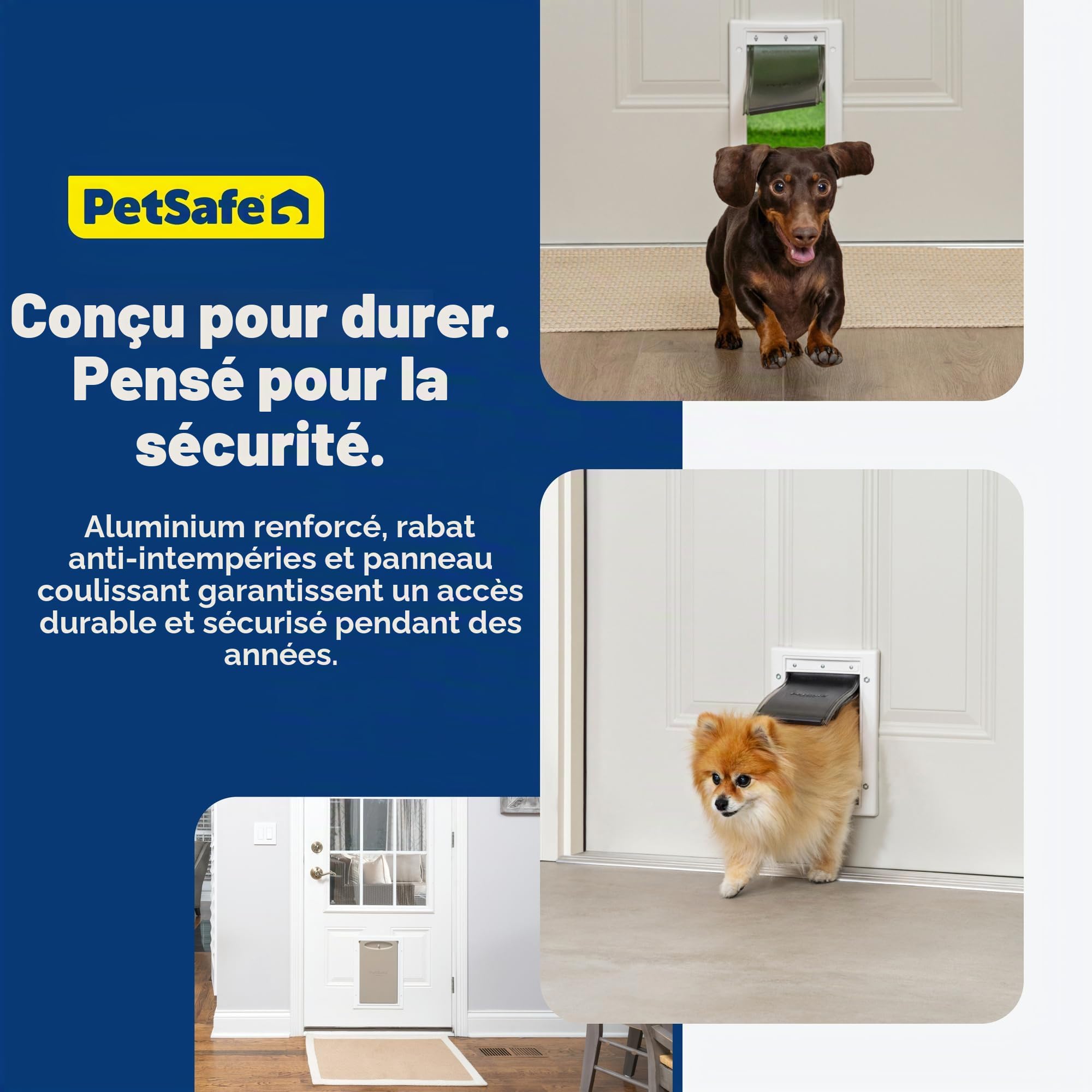 PetSafe Porte en Plastique pour Chien et Chat, pour Animaux jusqu'à 6,8 kg, Peut être Peinte, Installation Facile, Housse de sécurité Incluse, Installation dans Les Portes ou Murs intérieurs et