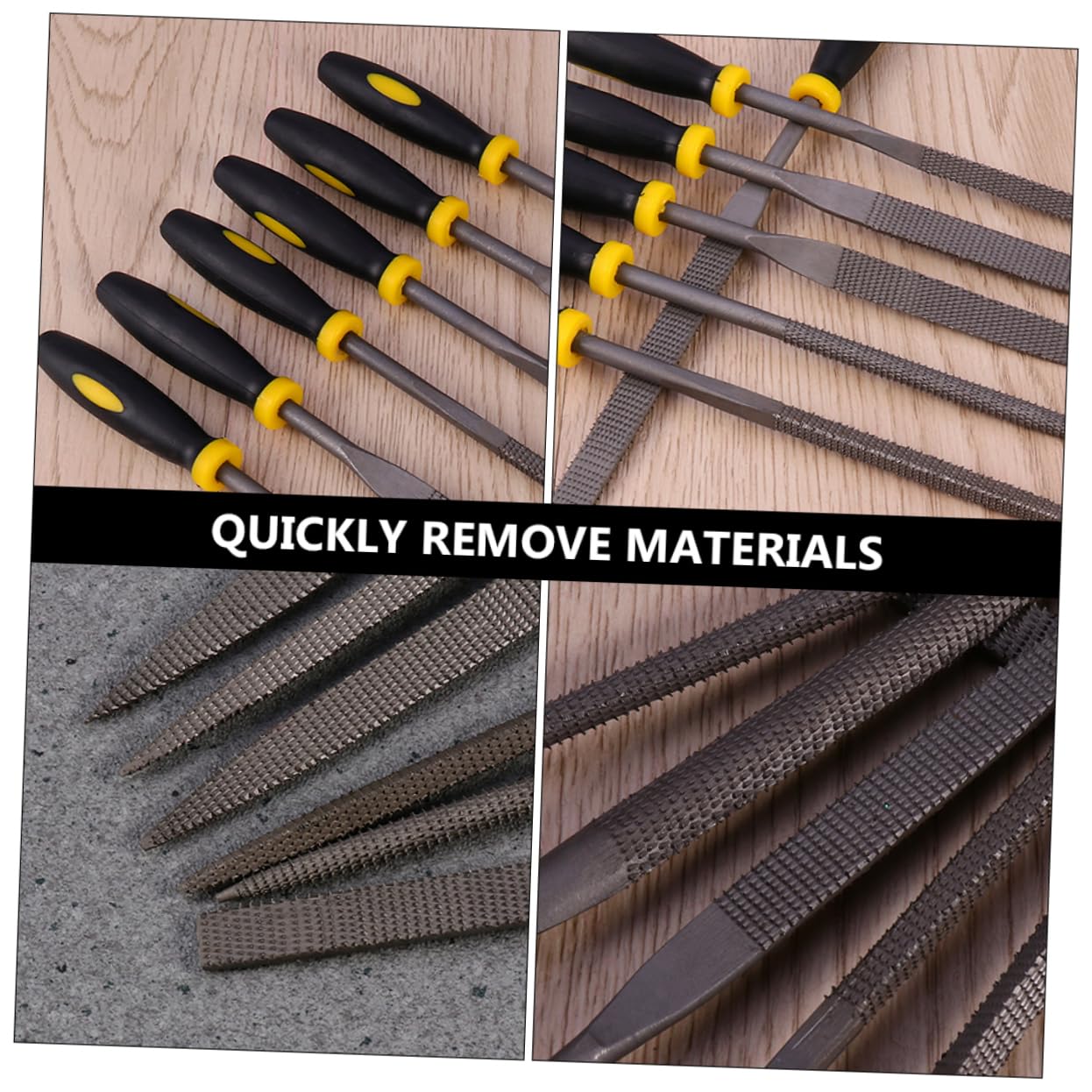 SEWACC Mini Wood File Set 6pc Wood Rasp Files Anti-slip Handles 160x4mm for Home Improvement Hand Tools