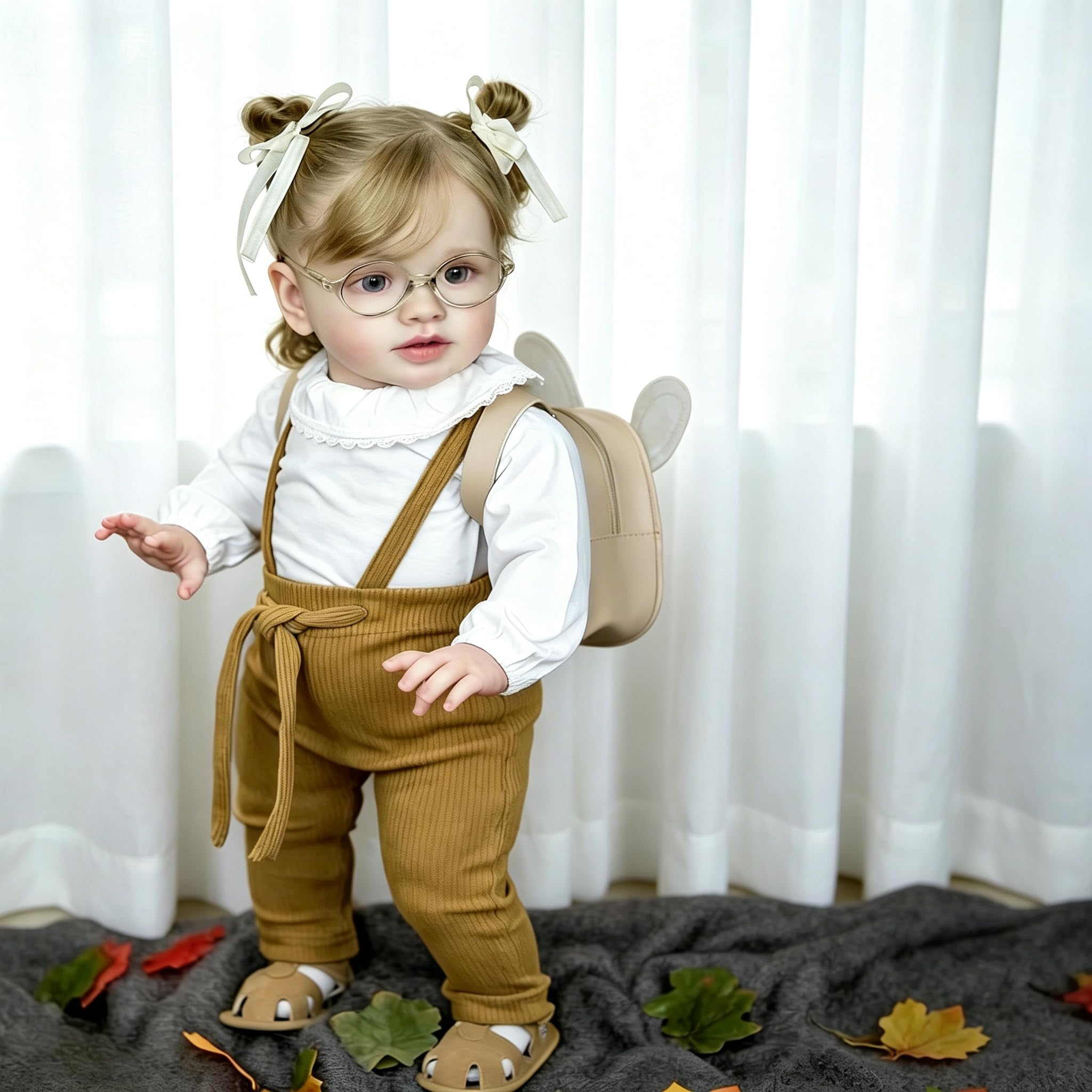 66 cm Reborn Kleinkind-Puppen Mädchen weiches Silikon Vinyl Neugeborene Babypuppen mit braunem Overall, realistische Reborn-Babypuppe, lebensechte Neugeborene, Kleinkinder, die echt aussehen
