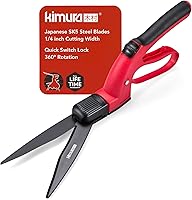 Kimura Pro Grass Shears: 360° Rotating Head, Japanese SK5 Steel Blades, Ergonomic Handles - 15" Lawn Edging Trimmers