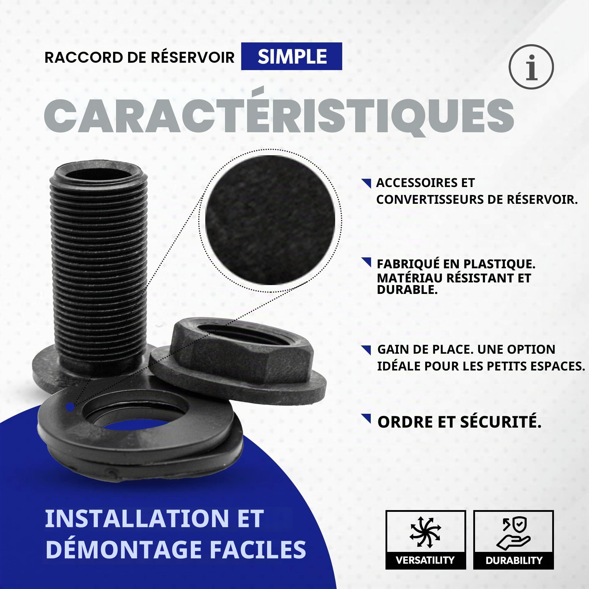 DOJA Barcelona | Passe Paroi | Raccord Mâle Ø 40mm 1 1/4" | Pack 4 | en Plastique | Passe Cloison | pour Recuperateur d Eau de Pluie, Cuve, FUT Plastique, Passe Cloison Raccord Cuve, Citerne Eau