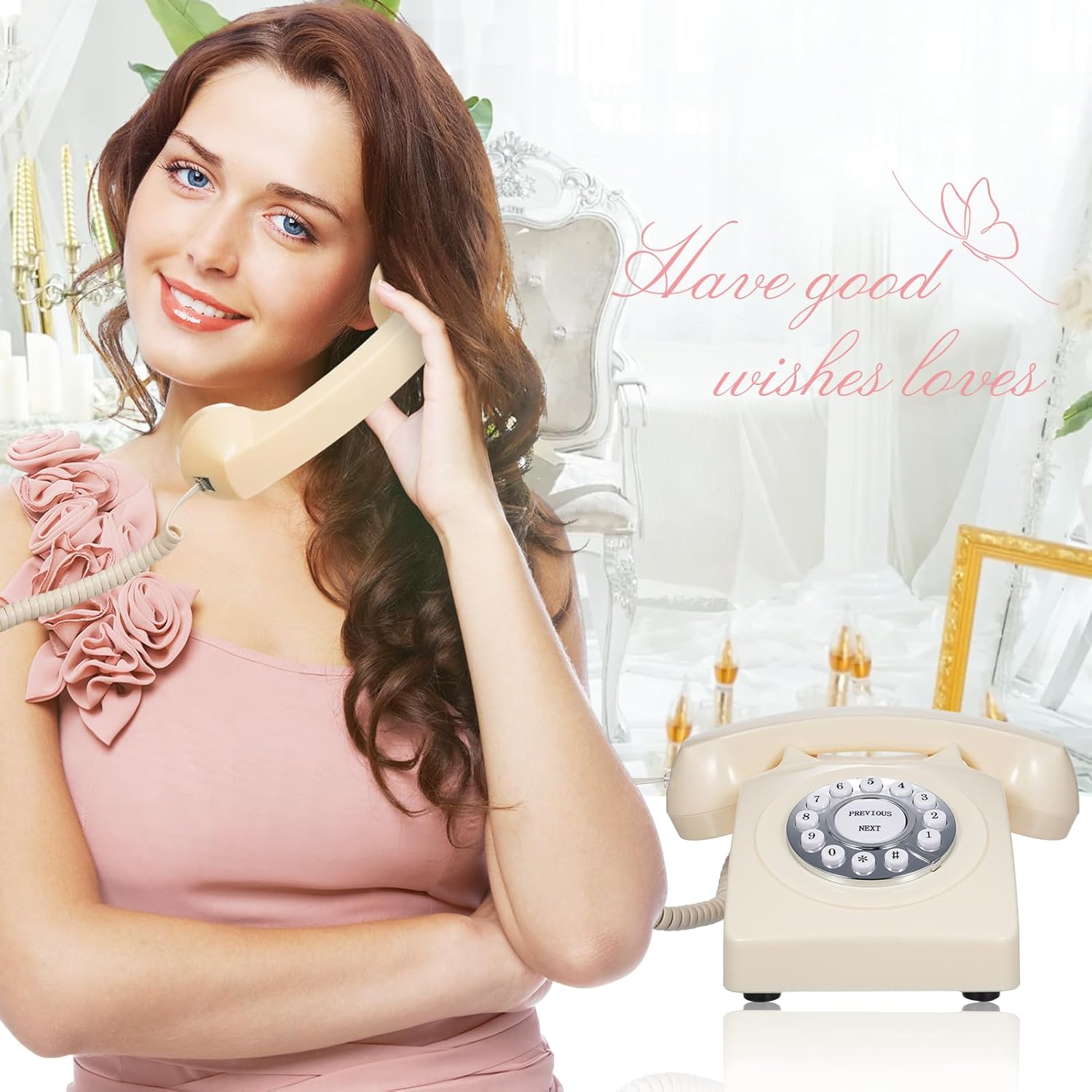 BISOFICE Audio Guest Book Retro Audio Message Record Wedding Phone Customized with Voicemail Best Wishes Suitable for Bridal Shower Birthday Party Baby Shower Anniversary Engagement