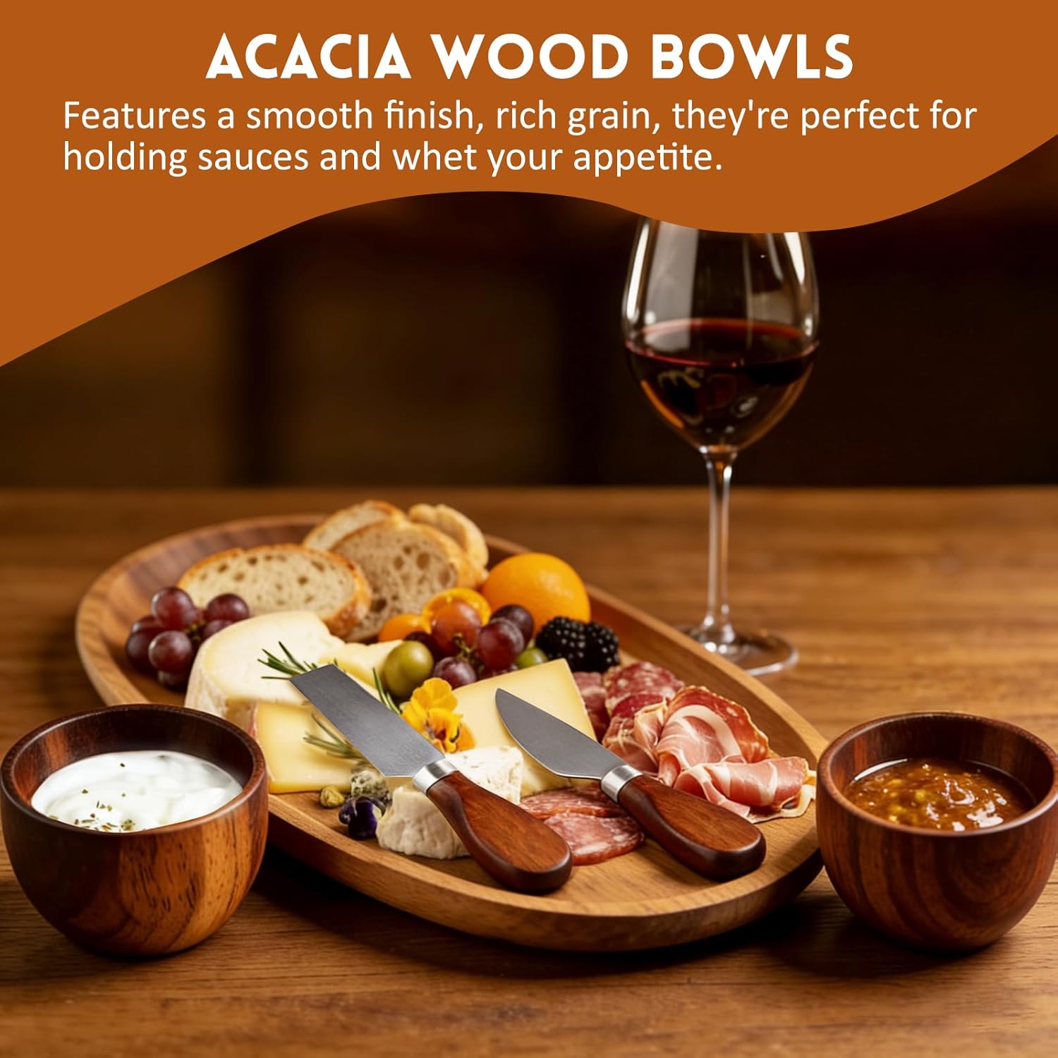 25 Pcs Charcuterie Boards Accessories, Cheese Board Accessories Spreaders Knife Set with Acacia Wood Magnetic Holder, Charcuterie Tools Utensils Forks Spoons Bowls Serving Tongs for Home Party Picnic
