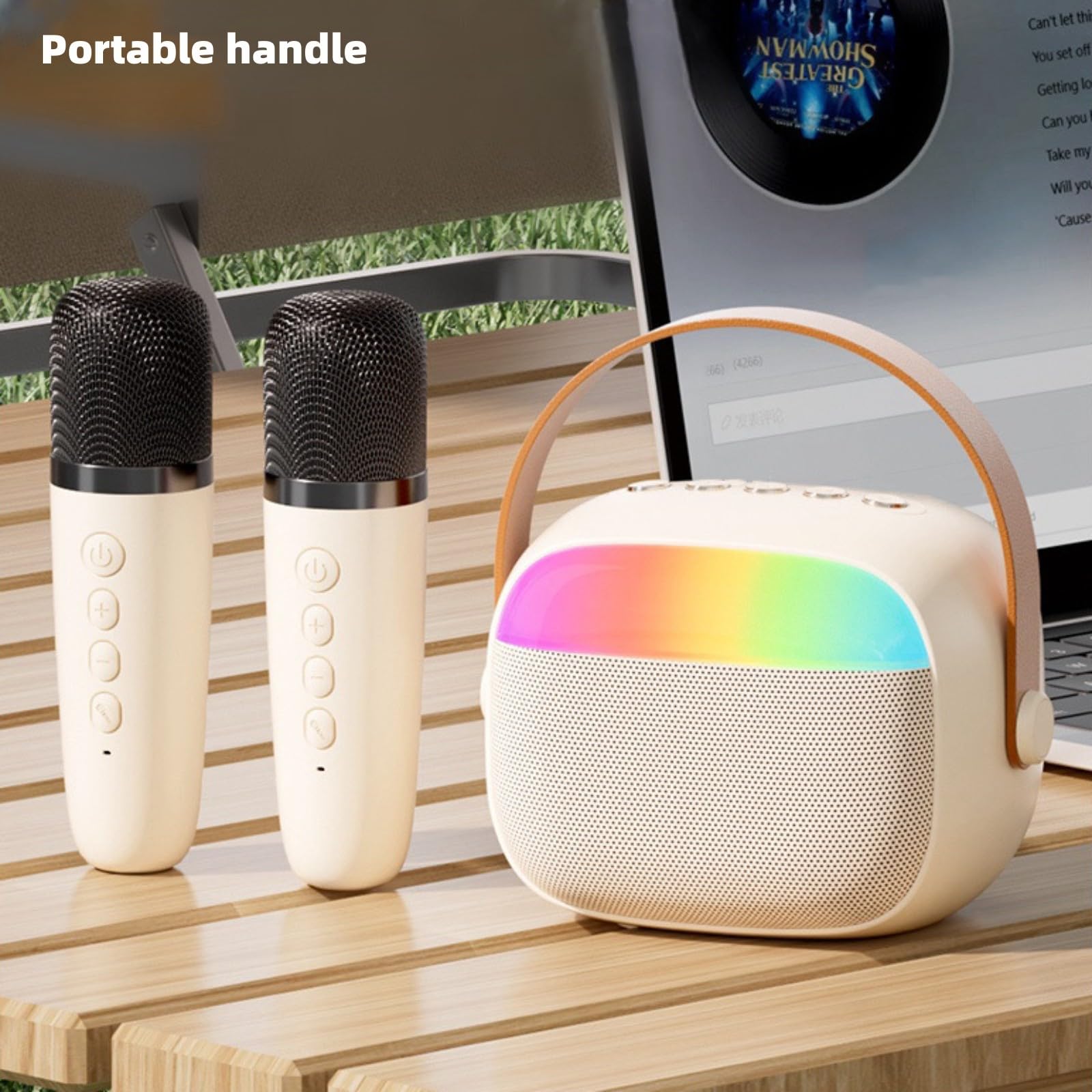 Maszyna do karaoke dla chłopców i dziewcząt z 2 mikrofonami, przenośny głośnik Bluetooth z bezprzewodowymi mikrofonami, zabawki do karaoke ze światłami LED, prezenty dla dzieci i dorosłych, domowy