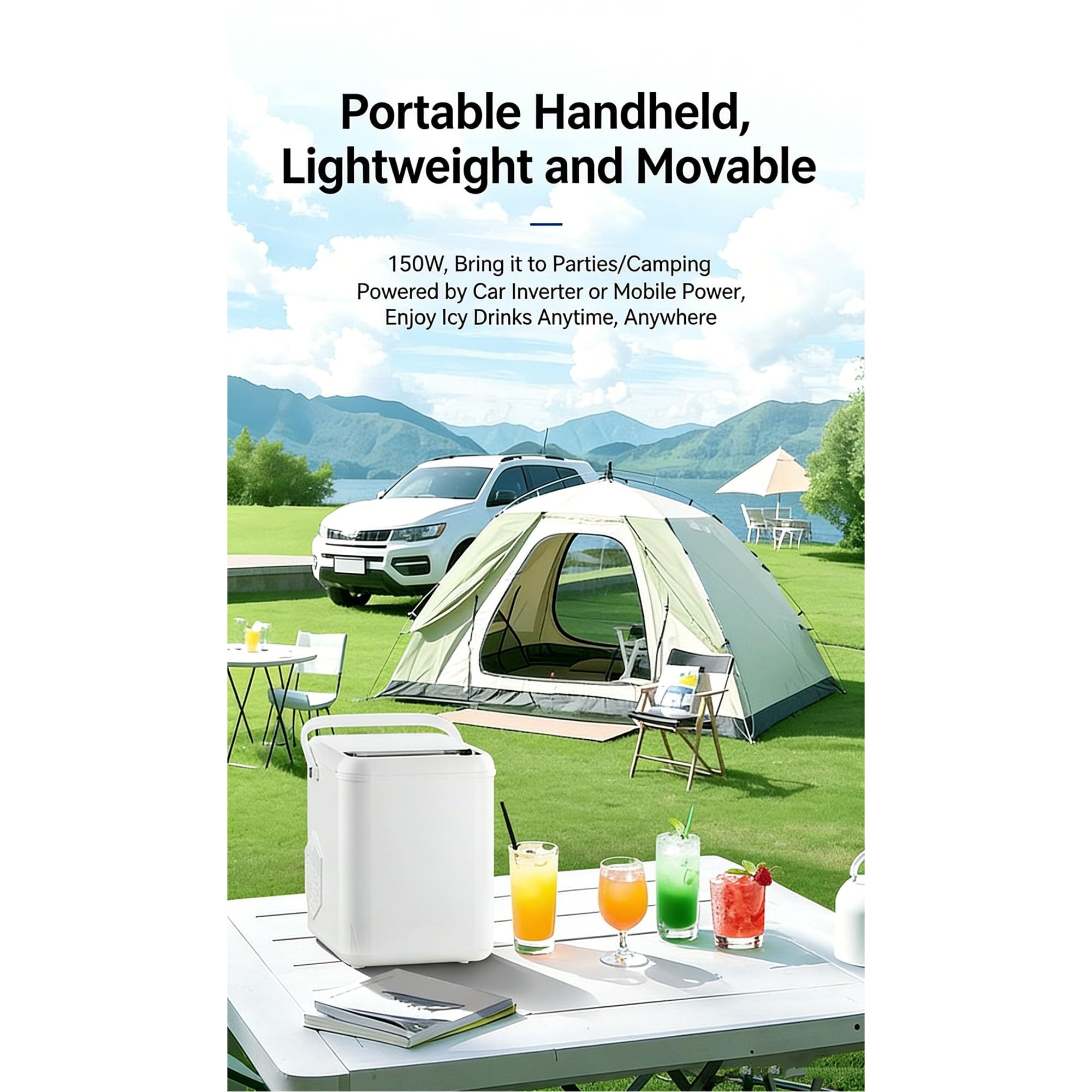 Mini Produttore Di Ghiaccio,produttore Di Ghiaccio Domestico,6min Produzione Ghiaccio,tubi Autopulenti,15kg/giorno,Adatto A Case,Cucine,Feste,Camper