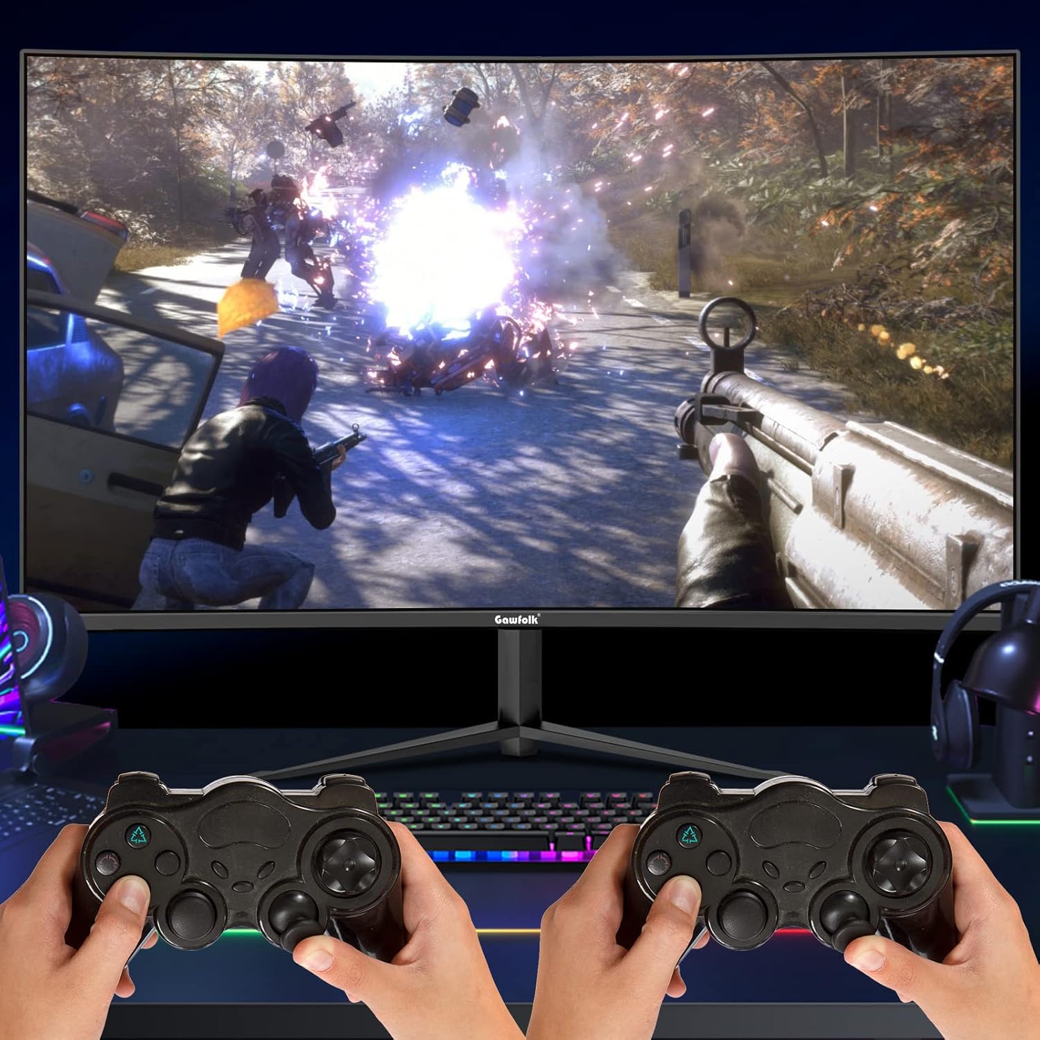 Gawfolk Monitor 32 Pollici Curvo 165hz, 2800R Schermo PC Gaming 144Hz 1080P, VA, HDMI, DP, FreeSync, Eye-Care, Supporto VESA Gawfolk Monitor 32 Pollici Curvo 165hz, 2800R Schermo PC Gaming 144Hz 1080P, VA, HDMI, DP, FreeSync, Eye-Care, Supporto VESA