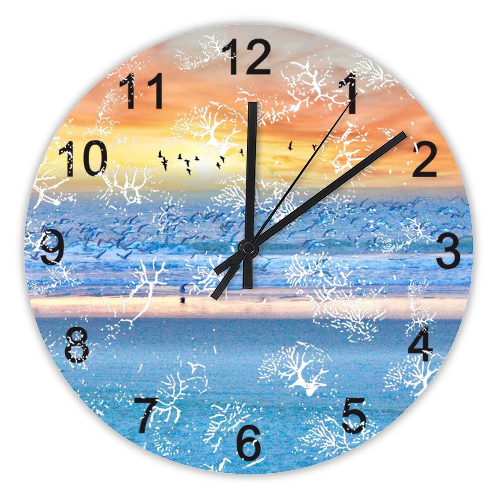 Horloge murale silencieuse 40 cm pour cuisine et bureau motif mer de Myrtle Beach