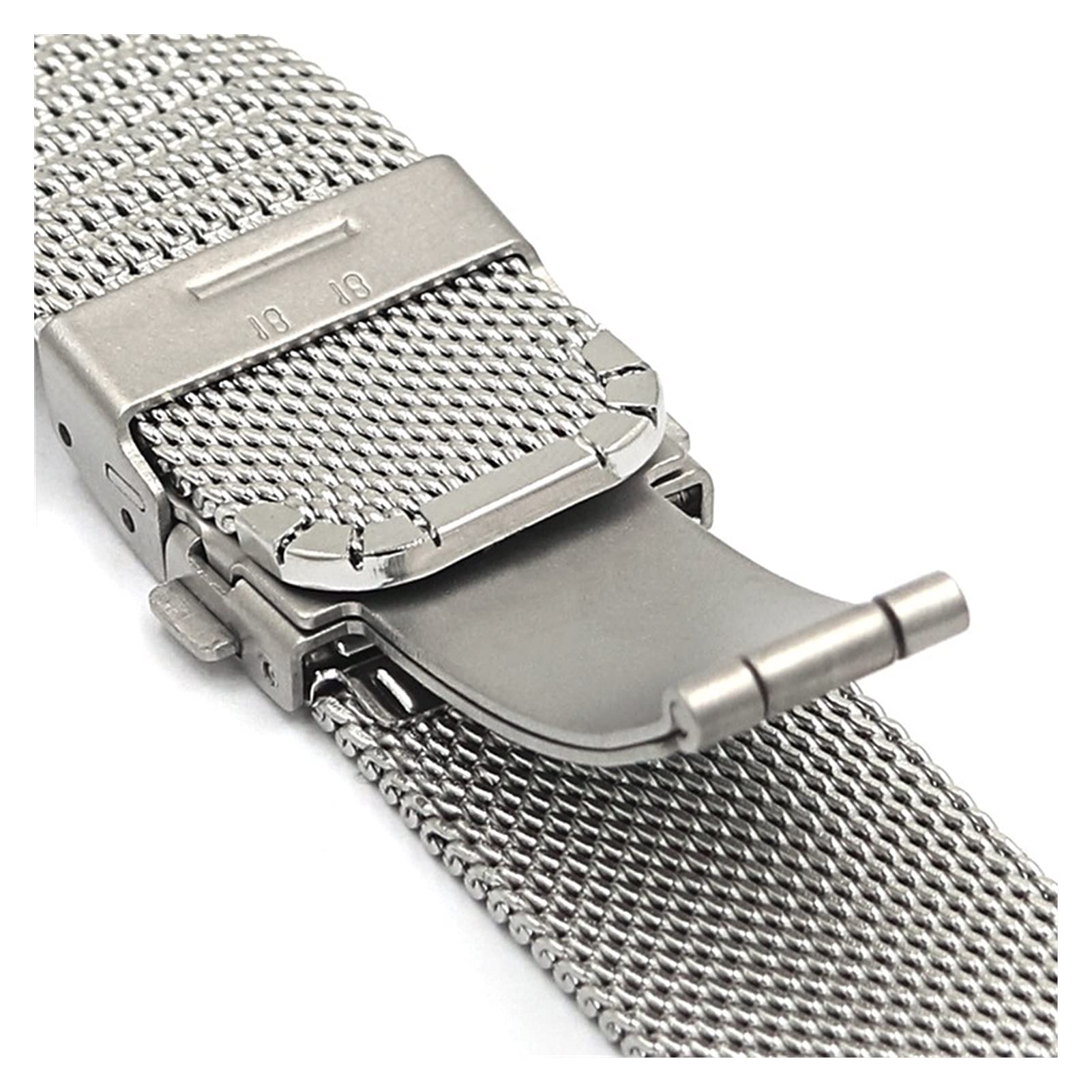 EKSED Uhrenarmband 16 mm 18 mm 20 mm 22 mm Armband Edelstahl geflochtenes Armband Schnellverschluss-Universalarmband / 18 mm/Silber