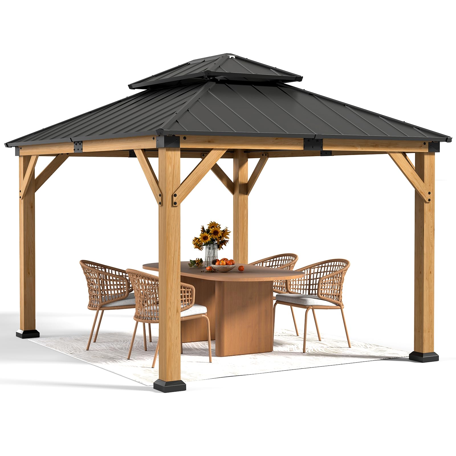 Amazon.com : Jocoevol 10' X 12' Wood Gazebo Hardtop Outdoor