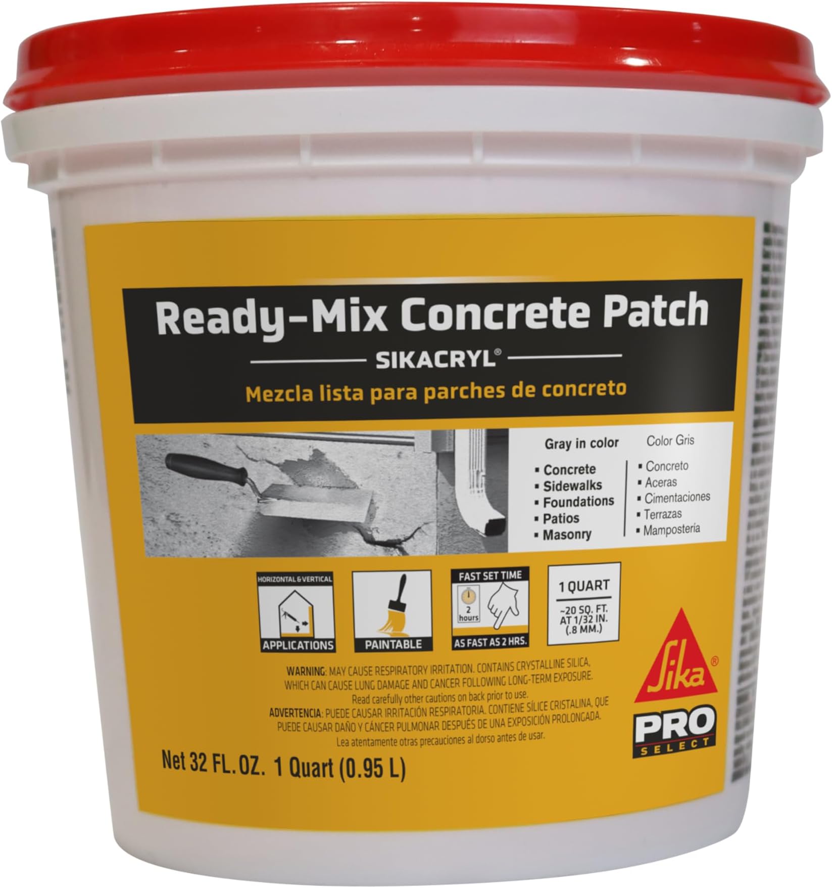 SIKA Corp FBA_472189 1 Qt. ReadyMix Concrete Patch, 1 Quart, Gray