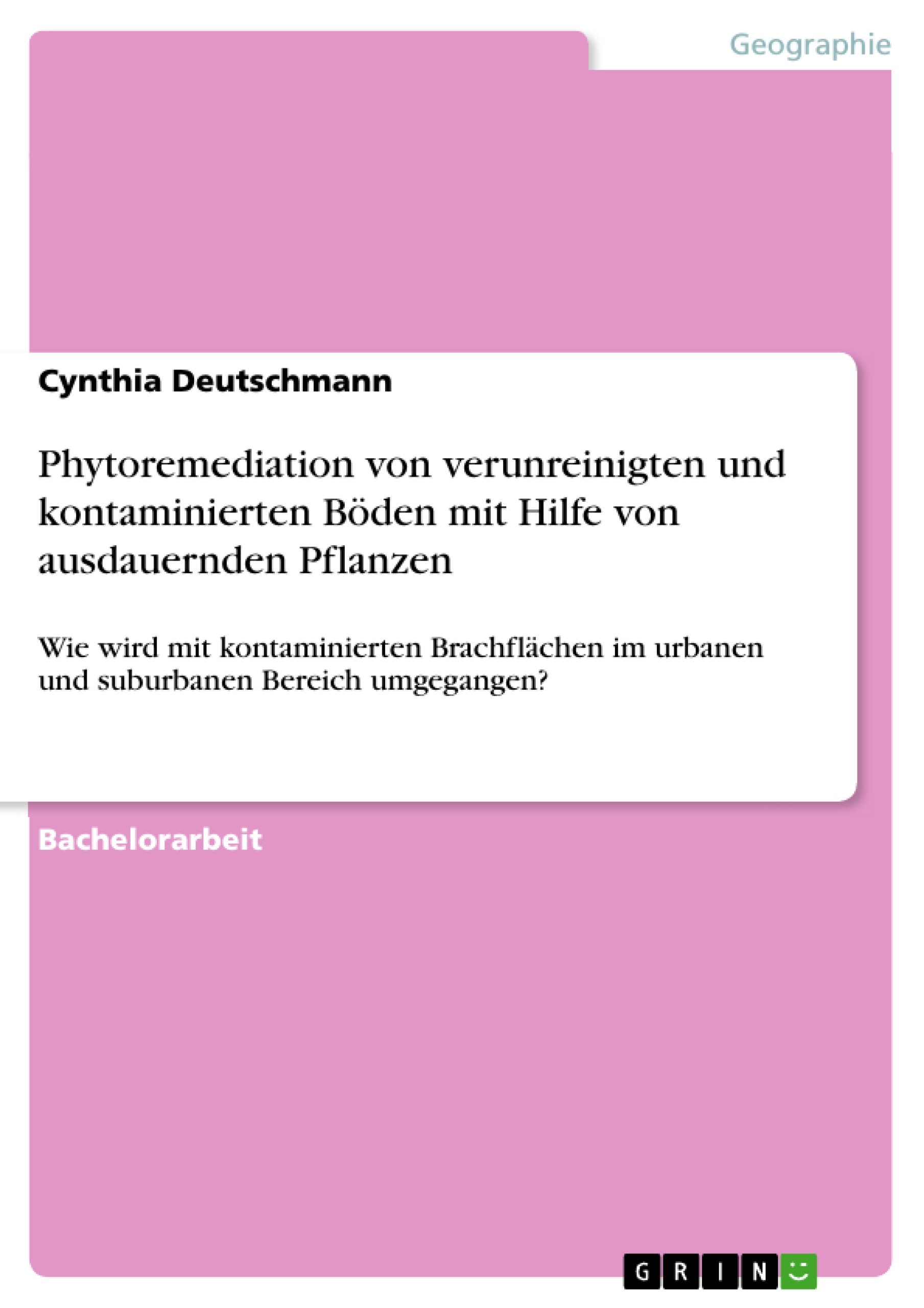 Phytoremediation von verunreinigten und kontaminierten Böden mit Hilfe von ausdauernden Pflanzen: Wie wird mit kontaminierten Brachflächen im urbanen und ... Bereich umgegangen? (German Edition)