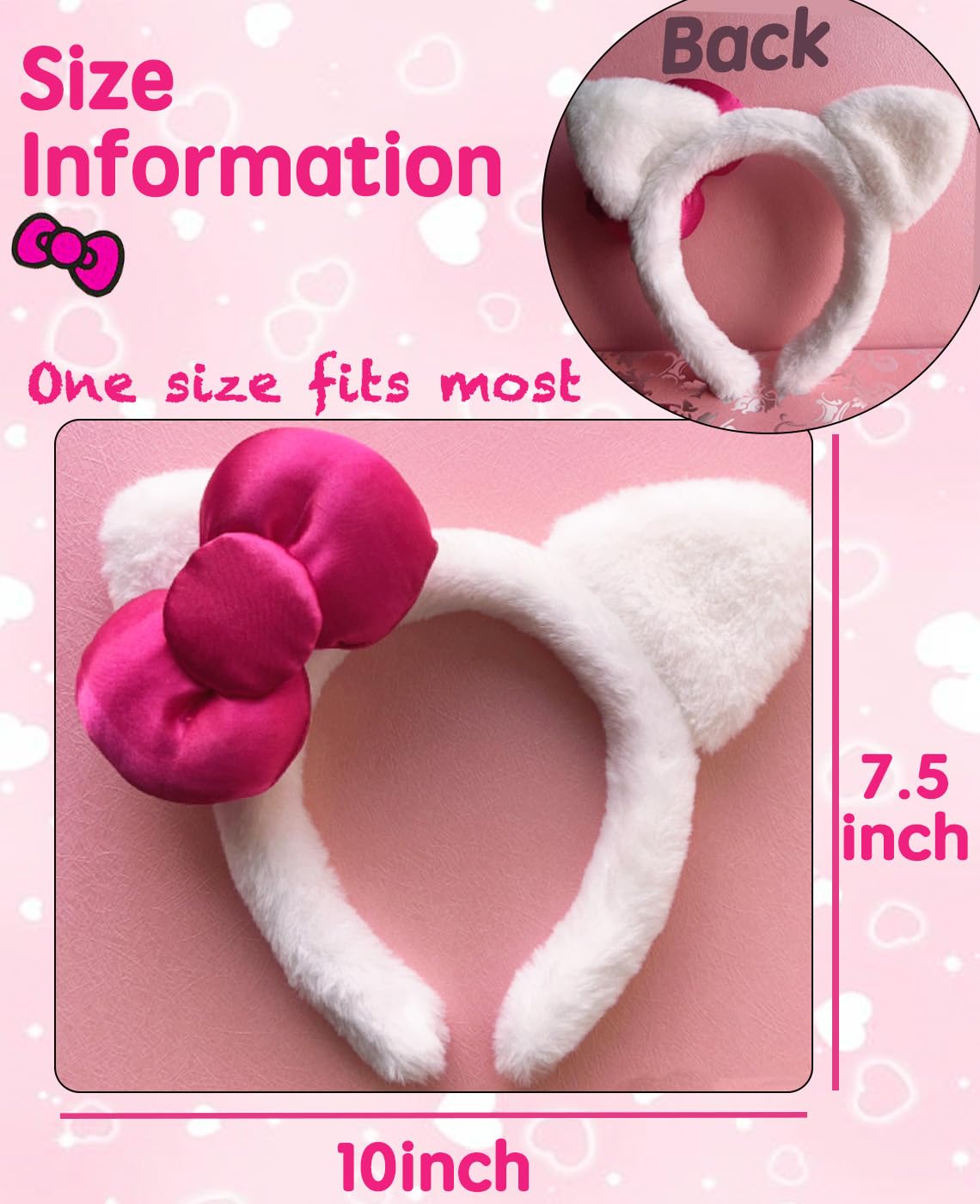 Amazon.com : MKPEMEBR Kitty Headband with Pink Bow Cute