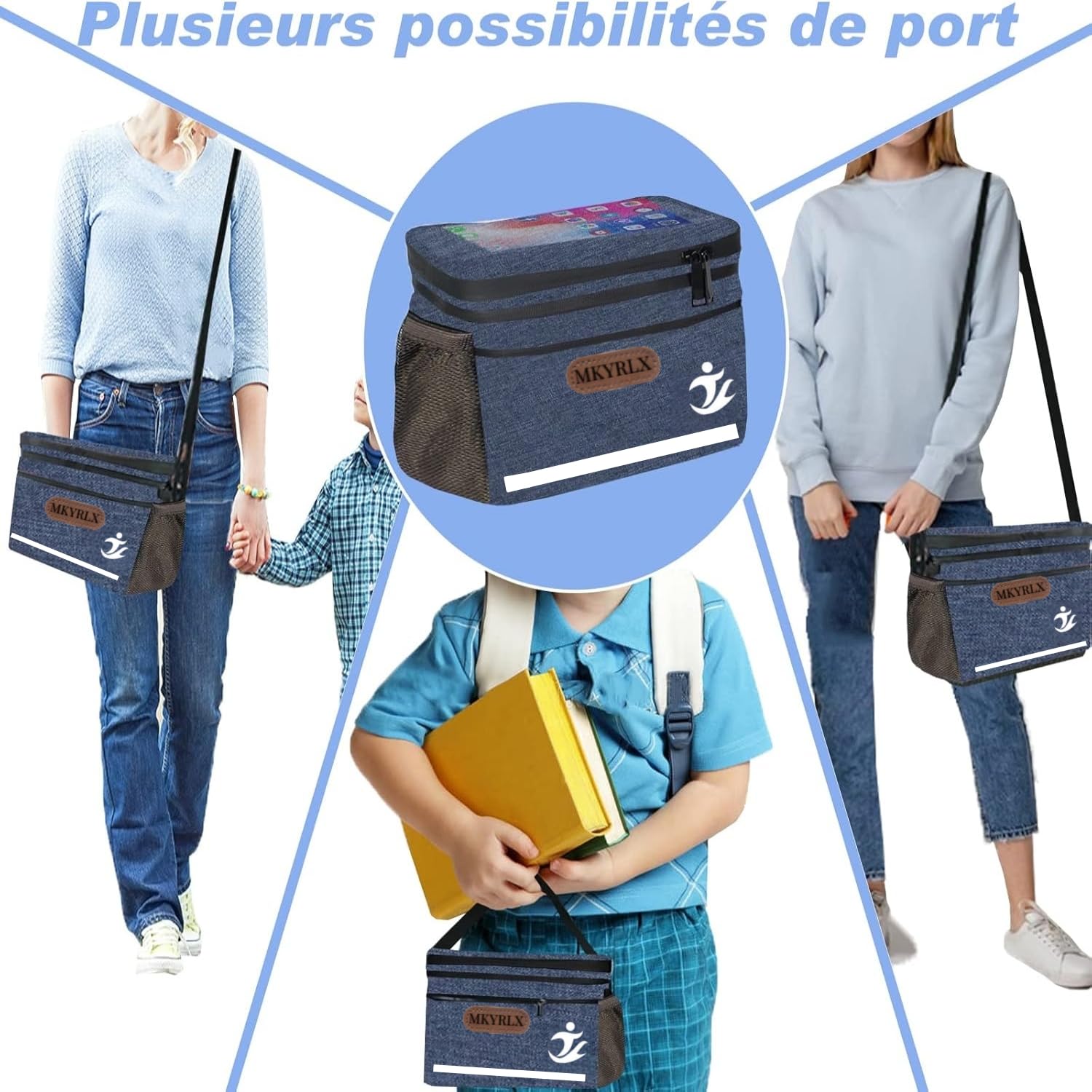 Sacoche Vélo 5L Imperméable – Sac Guidon avec Support Téléphone Étanche, Compartiment Isotherme pour Repas, Bandoulière Amovible, Idéal Cyclisme, Travail