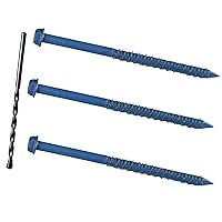 Vista 20 de Anclaje de tornillo de hormigón de 1/4 x 2-3/4" con cabeza hexagonal, para anclaje a mampostería, bloque o ladrillo (100 piezas)