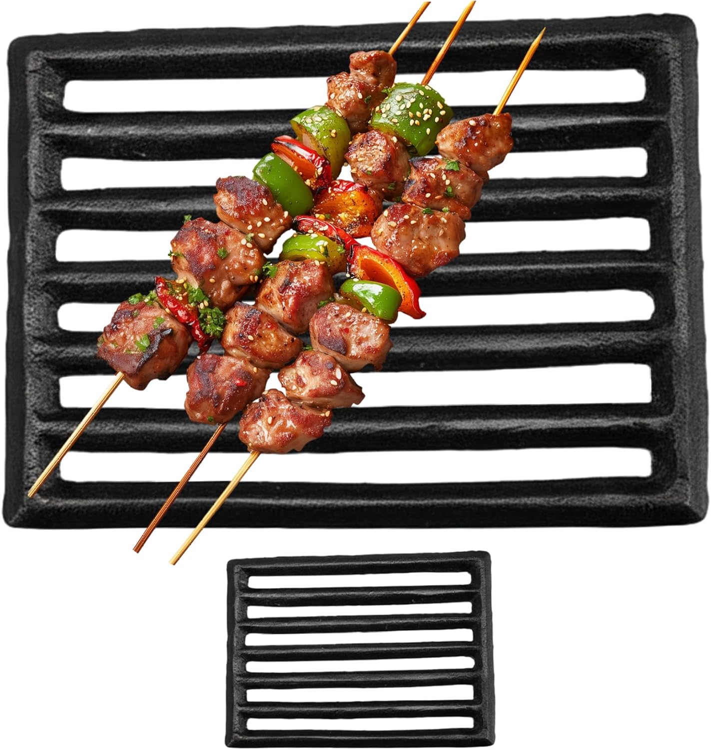 Fire Grates for Open Fires Cast Iron Fireplace Grate, 8.5" x 6.3" Fire Grate, Sturdy Grates for Open Fires with Grid Design for Wood Stove, Efficient Burning