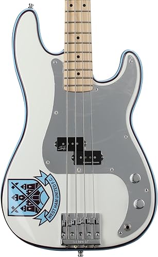 Fender 0141032305 Steve Harris - Bajo de precisión, cuello de arce, blanco olímpico con rayas