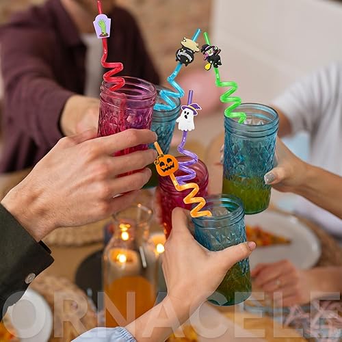 Miniatura 7 de 32 popotes reutilizables para Halloween, fantasma, gatos, calabaza, bruja, araña, regalos de fiesta, regalos para niños, suministros de fiesta de