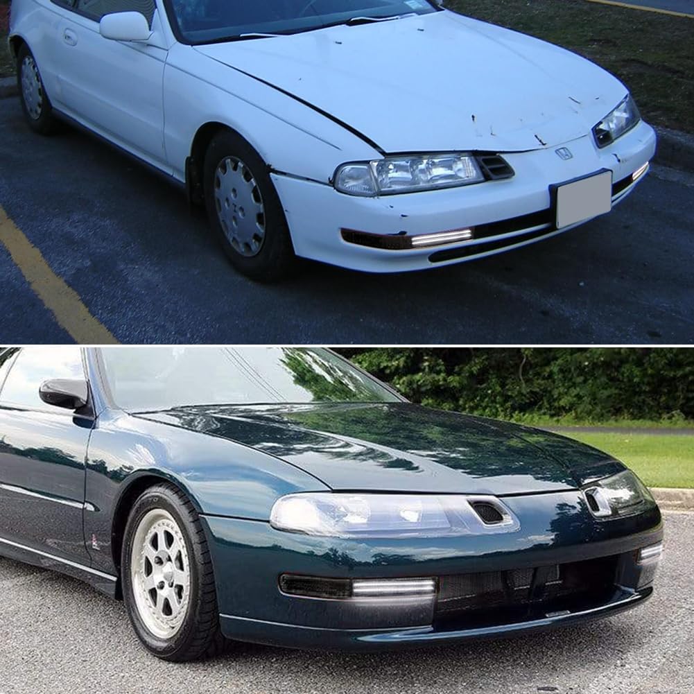 For 1992 1993 1994 1995 1996 Honda Prelude Front Bumper Inner Turn Signal Lights Clear Lens Amber/White LED