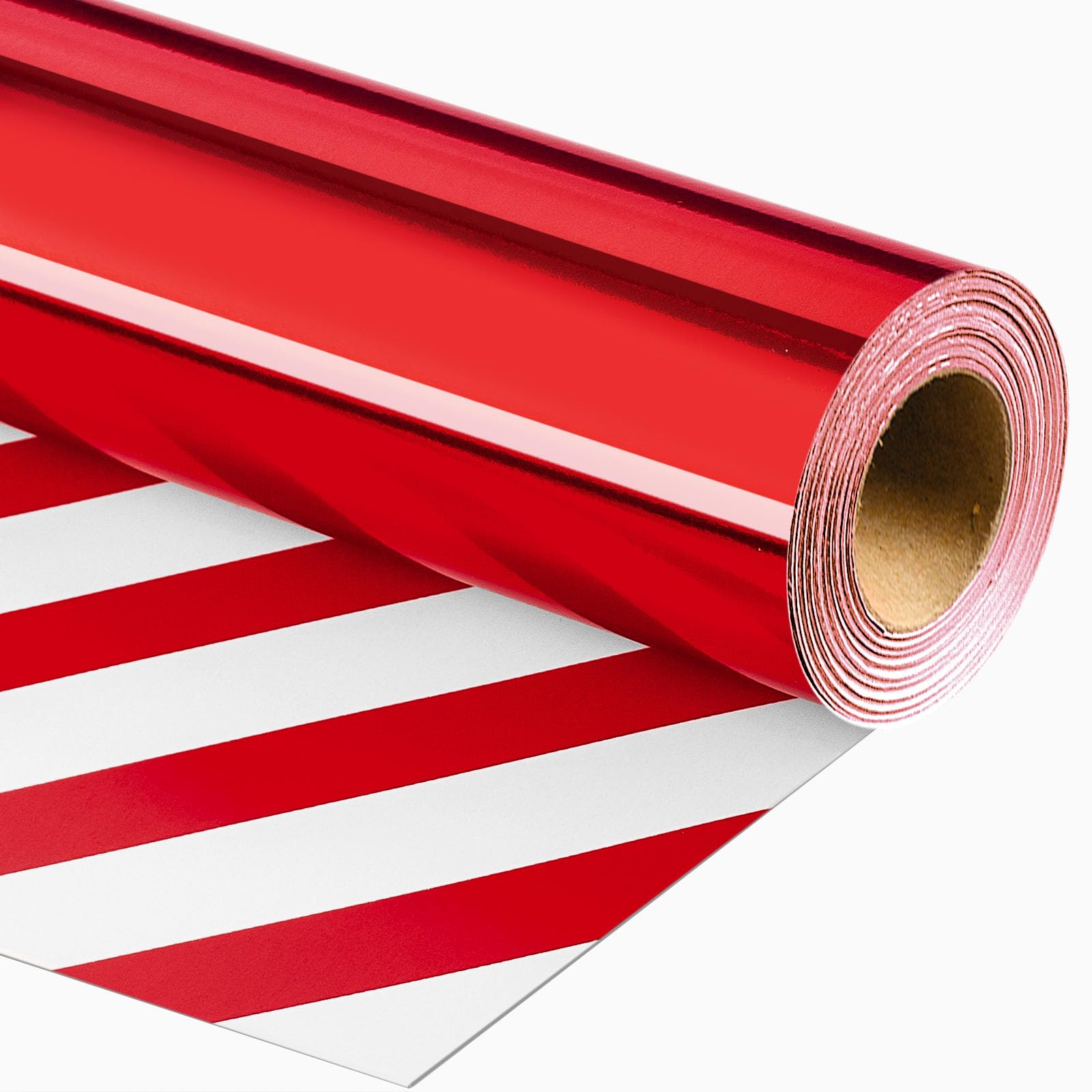 Merture Red Wrapping Paper Roll Reversible - 17 In X 32.8 Ft(46.5 sq.ft.) Metallic Red and Stripe Design Gift Wrap for Christmas, Mothers Day, Wedding, Birthday, Valentines Day, Bridal Shower โ image 1