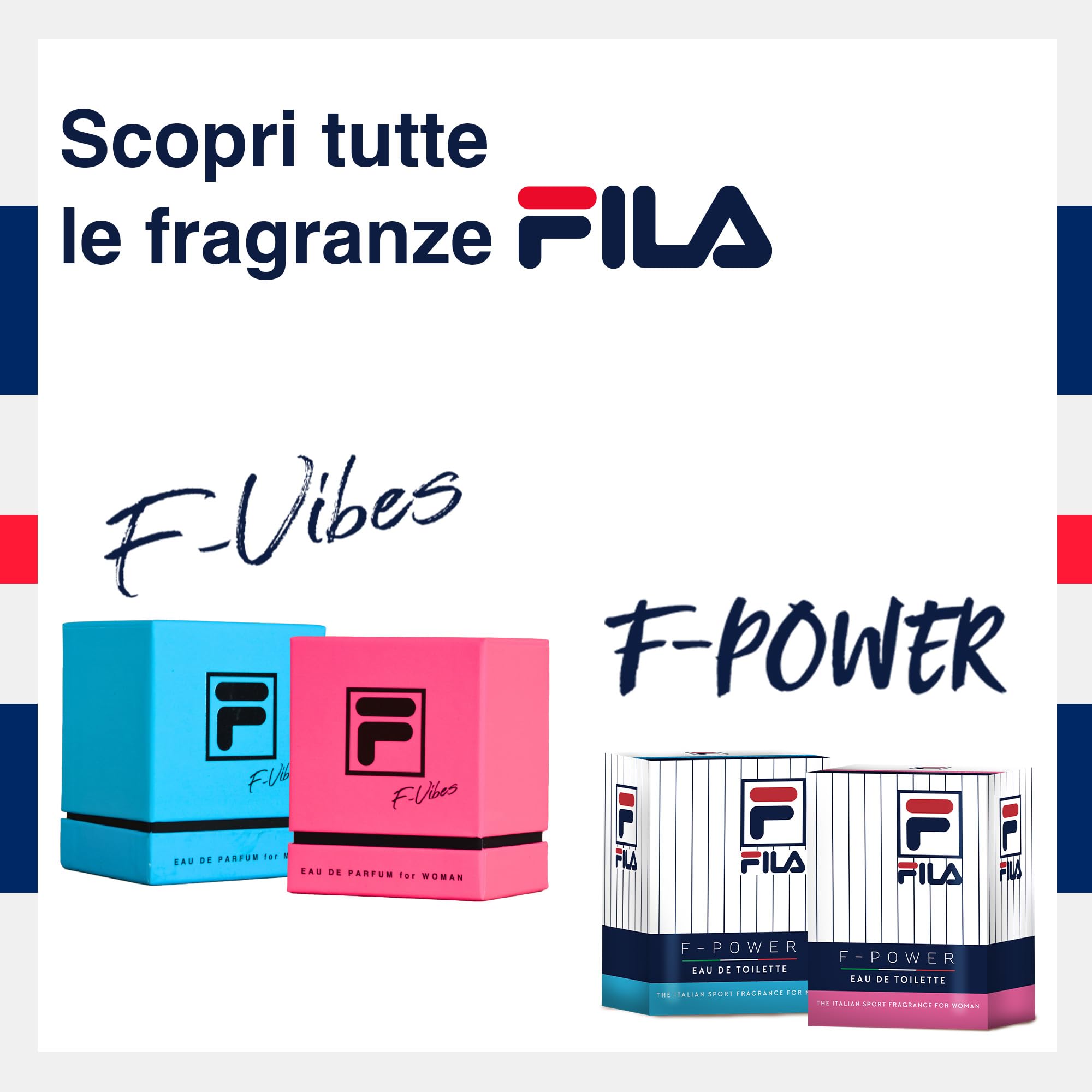 FILA F-Vibes Eau de Parfum for Man 100 ml, Profumo uomo speziato e legnoso, Eau de Parfum uomo con note di mandarino, mela e cannella, Profumo eau de parfum idea regalo per l'uomo moderno e sportivo
