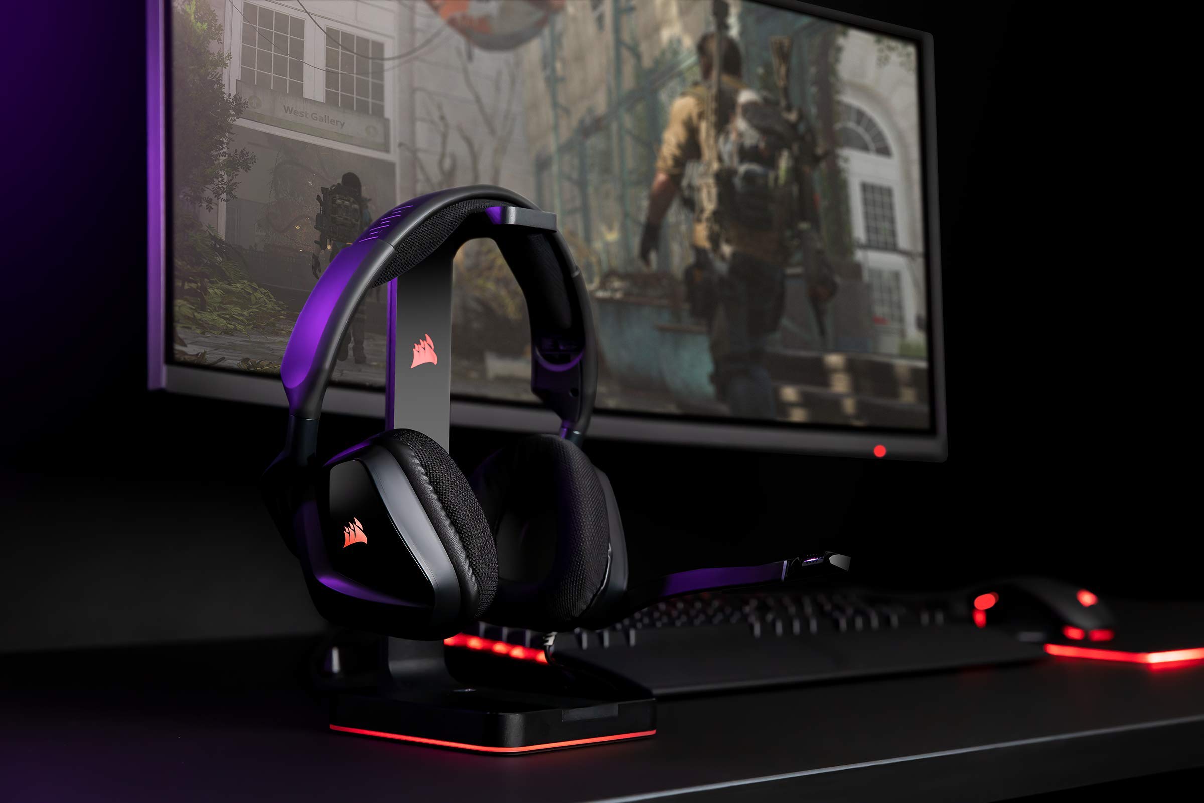 Corsair VOID ELITE RGB USB Auriculares para Juegos (7.1 Sonido envolvente, Micrófono omnidireccional, Personalizable Iluminación, Microfibra de rejilla almohadillas, Construcción aluminio) Negro