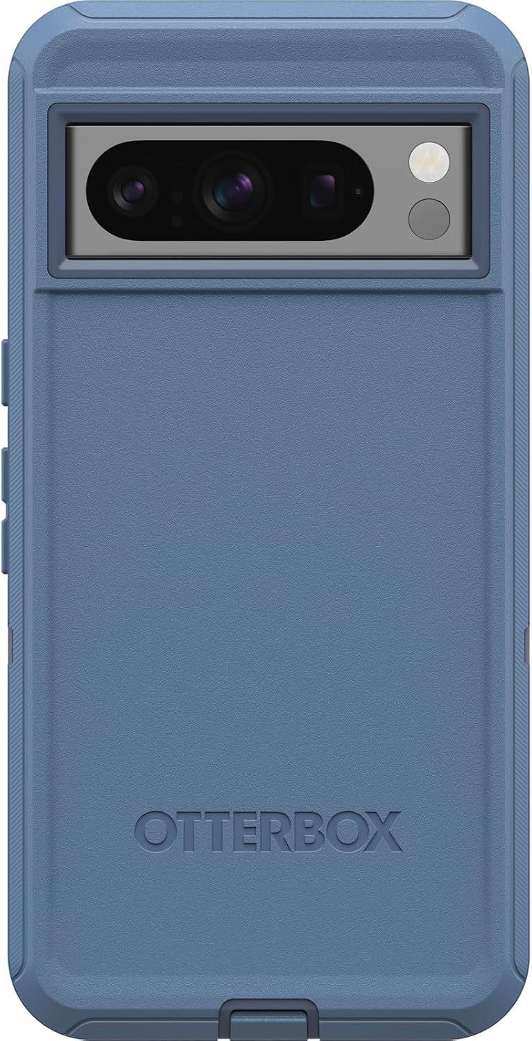 OtterBox Google Pixel 8 Pro Defender Series Case - Baby Blue Jeans, Rugged & Durable, with Port Protection, Includes Holster Clip Kickstand