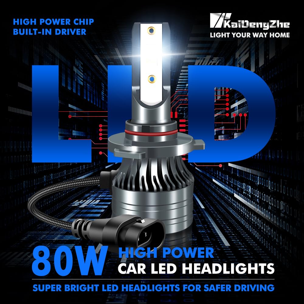 9012 LED Bombilla para Faros, KaiDengZhe 2024 2 PCS Actualización Más Reciente HIR2 LED Bombilla con 30 Chips LED 6000K Blanco 18000LM 600 % Más Brillante, Bombilla para Faros de Haz Alto y Bajo
