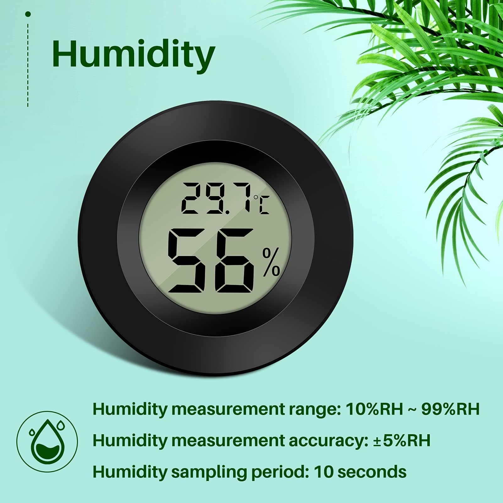 zalati Termometry dla gadów 2 szt. Wbudowany termometr higrometr 2 w 1 LCD do terrarium cyfrowy inkubator drobiu - 1 sztuka czarny i 1 szt. biały