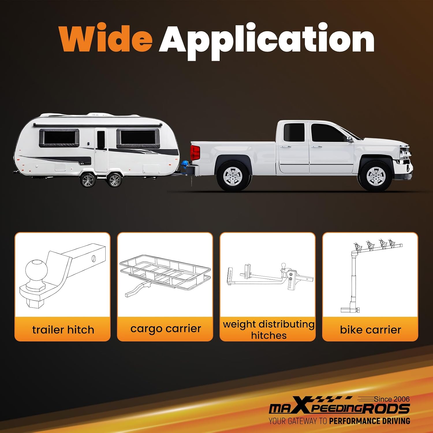 maXpeedingrods Class IV Rear Trailer Hitch Kit, 2 Inch Receiver for 2019-2023 Ford Ranger, Tow Hitch (8000 LBS GTW)