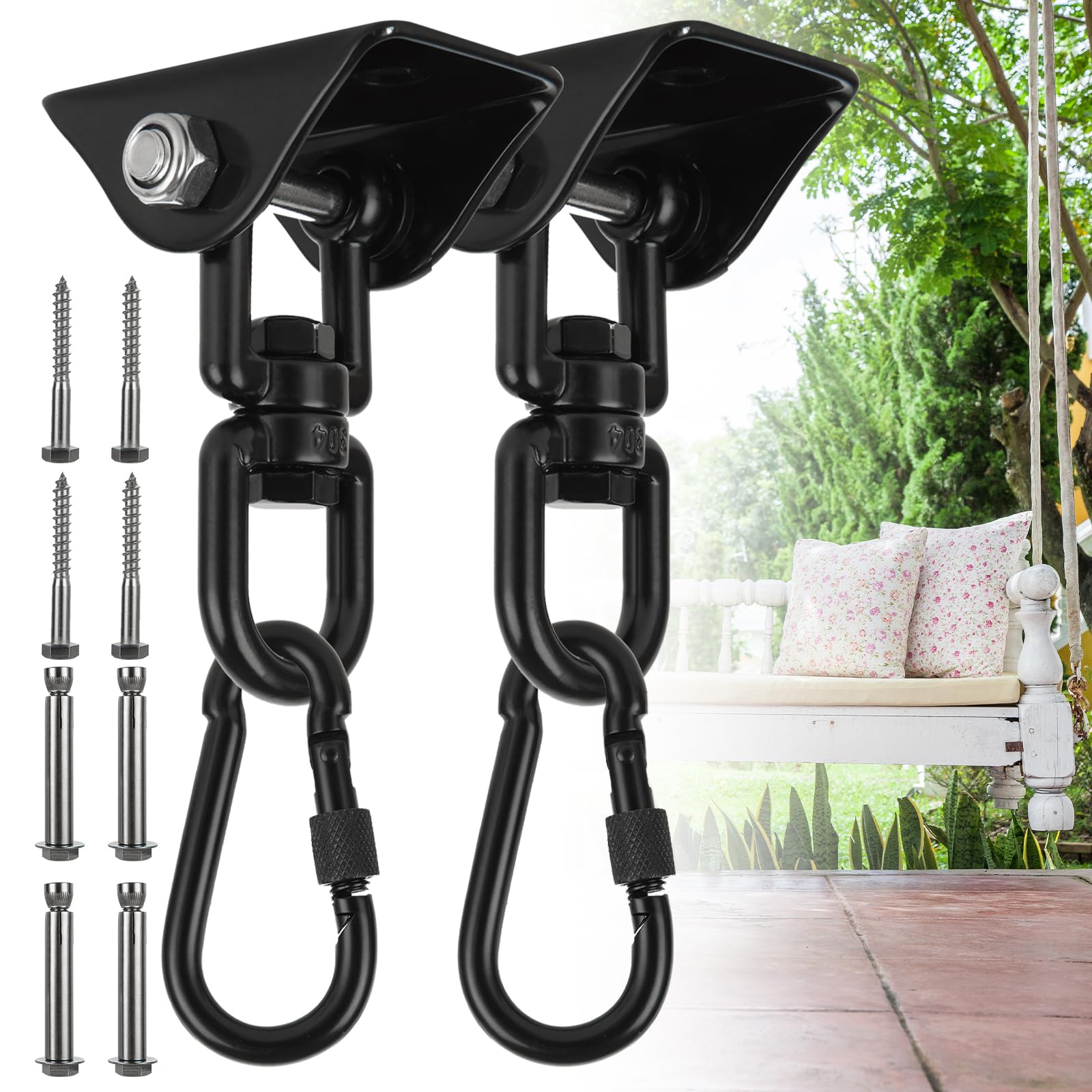 ④ YOSE ハンモック吊り下げキット 360°回転 耐荷重1200ポンド高耐久 Amazon.co.jp: YOSE ハンモック吊り下げキット 360°回転 耐荷重
