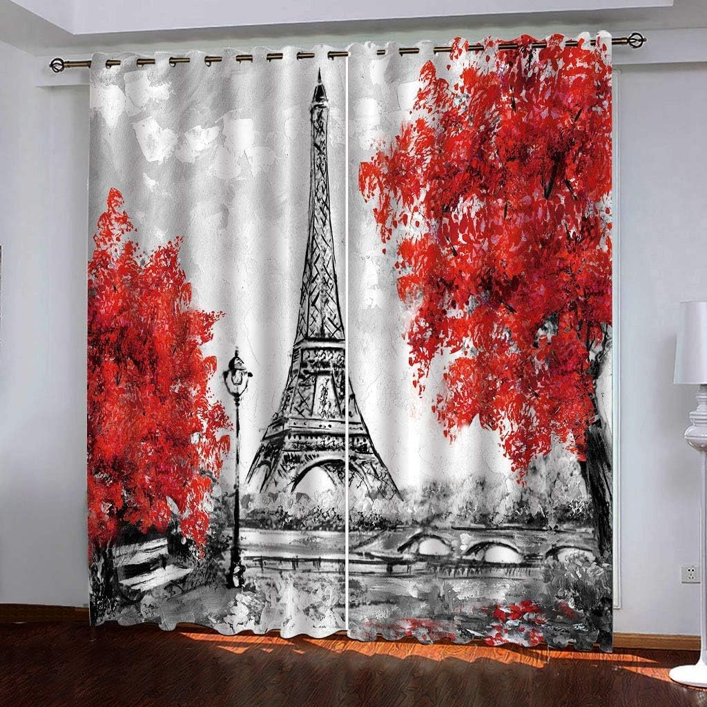 Rideaux occultants 3D Tour de Eiffel isolants phoniques pour salon