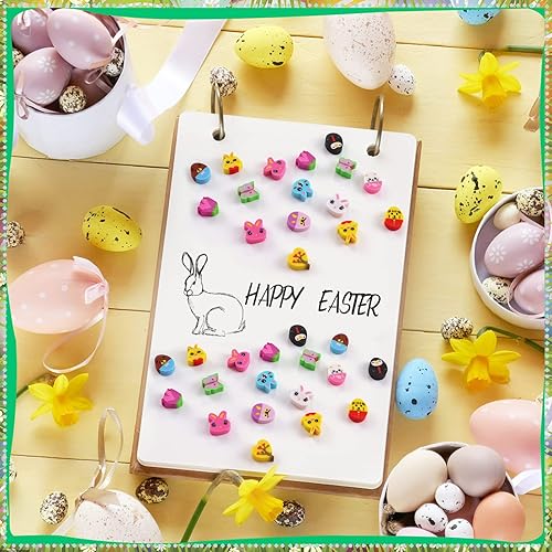 Miniatura 7 de Mini borradores de Pascua para niños, 240 unidades de borradores de huevo de Pascua, conejo, conejo, vacaciones, 12 estilos, lindos borradores