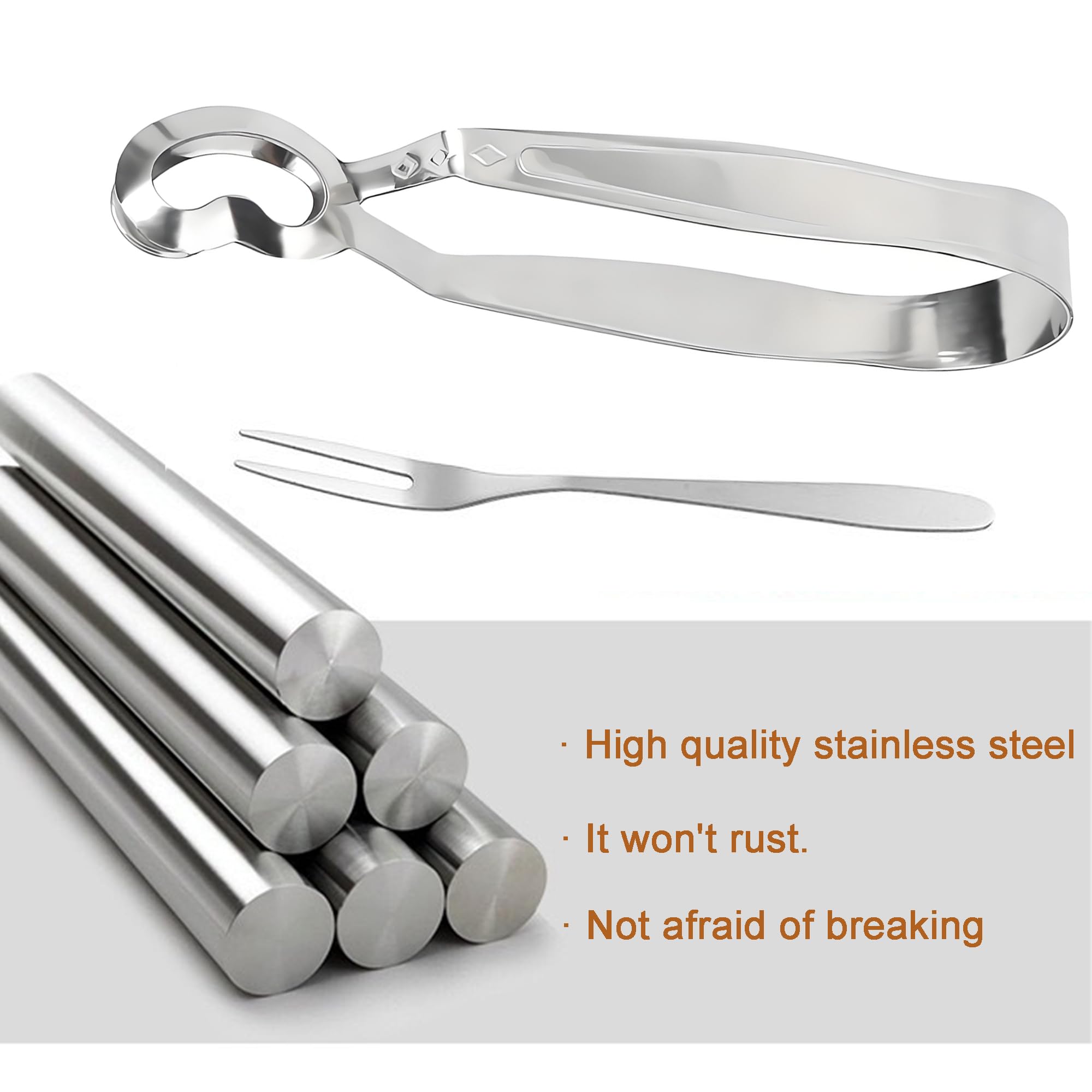 2 pinze per lumache a buffet, pinze da cucina in acciaio inox + 2 pezzi di lumache in acciaio inox forchetta da frutta per snails, ciotole crostacei, posate utensili da cucina (argento)