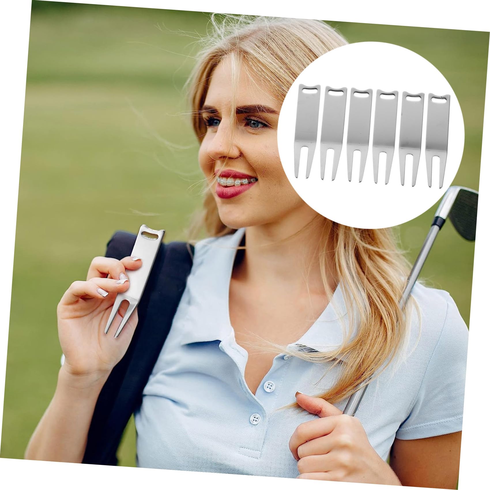 Toddmomy Golfgabel Golf Divot Rillenschärfer Golf Golf-Werkzeuge Entfernung Pitchgabeln Für Den Golfsport Golf-Divot-Tool Reparaturwerkzeuge Für Divots Eisen Silber