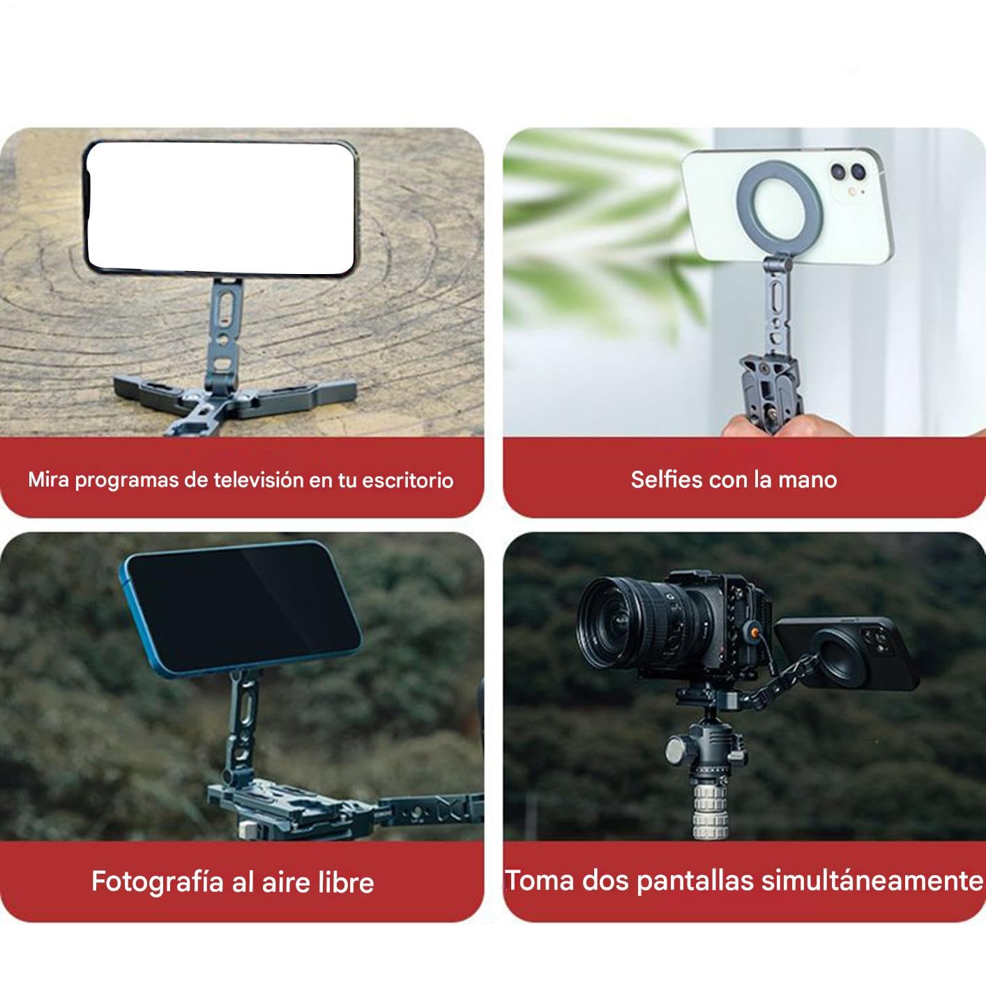 Soporte Magnético De Escritorio Para Teléfono Portátil Con Rotación De 360 | Soporte Trípode Magnético De Escritorio Para Móvil Viaje Coche Avión Aire Camping Oficina Grabación