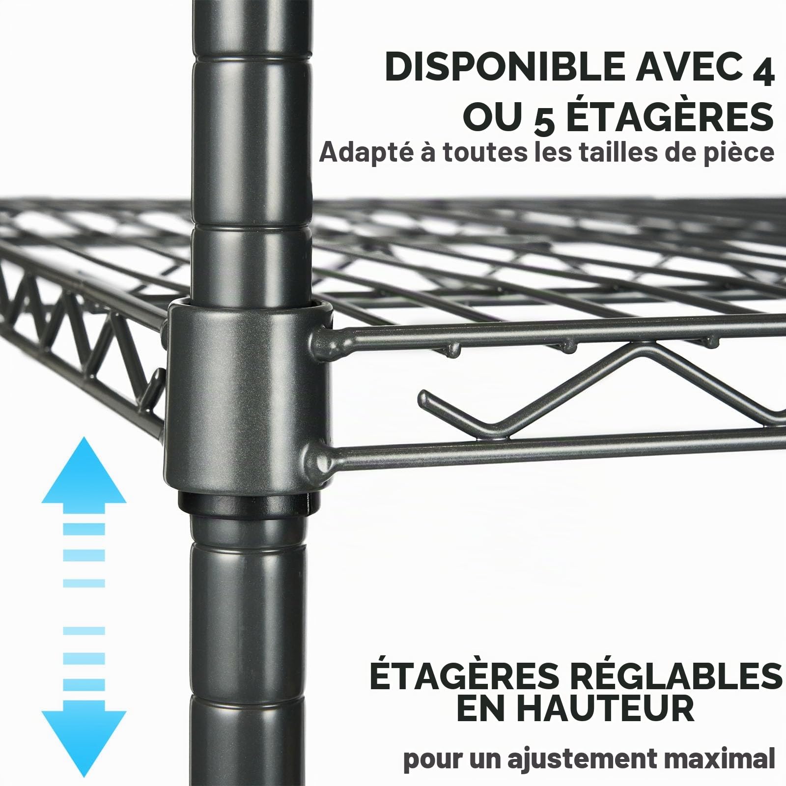 Floordirekt Unité de rangement 55 x 35 x 140 cm avec 5 étagères, étagères réglables en hauteur et pieds de nivellement, poids max 640 kg (noir Rocky Black)