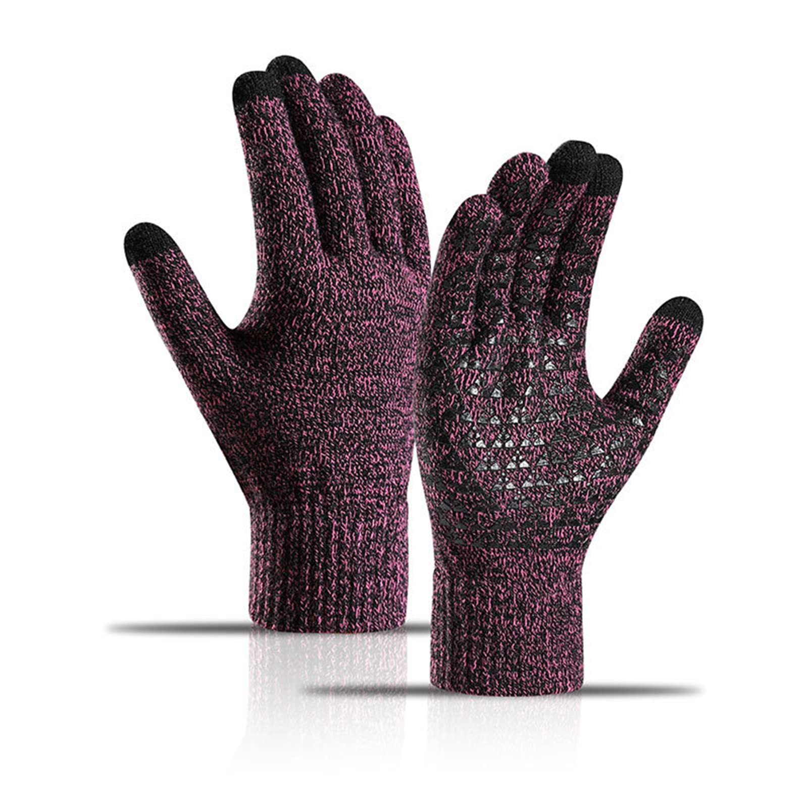 Gants D'hiver Touchscreen Unisexes - Tricot Acrylique Chaud - Paume Antidérapante Silicone - Conduite, Vélo, Rando - 7