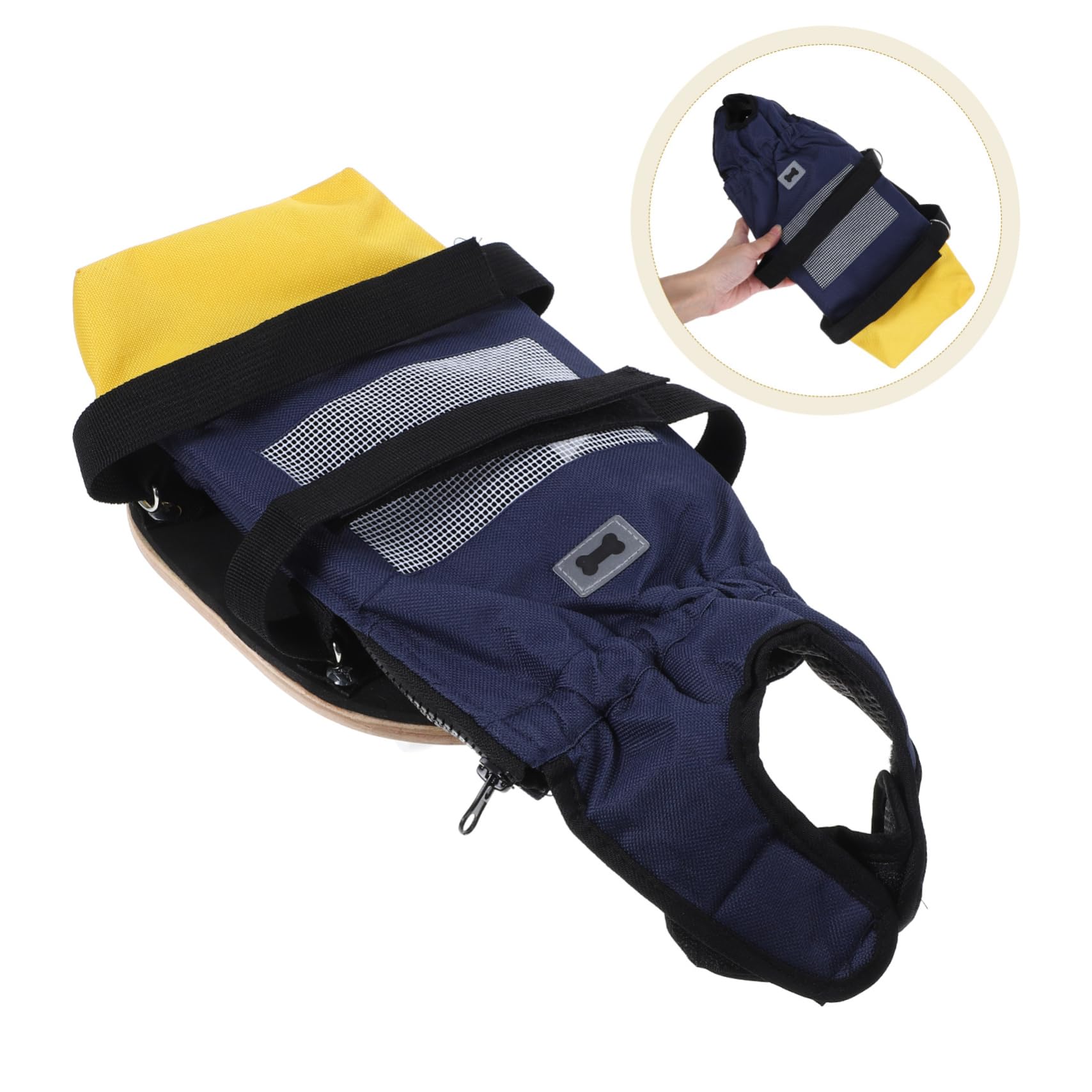 Carrellino con Ruote per Cani Disabili con Supporto per Zampe Posteriori, Realizzato in Poliestere e Legno, Portatile, per Uso Interno ed Esterno