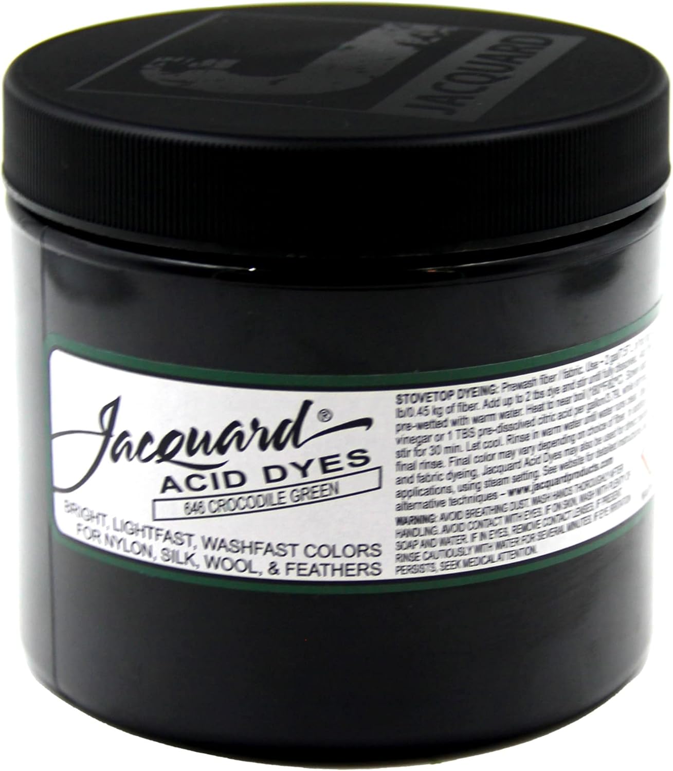 Jacquard Acid Dye - Crocodile Green - 8 Oz Net Wt - Acid Dye for Wool - Silk - Feathers - and Nylons - Brilliant Colorfast and Highly Concentrated